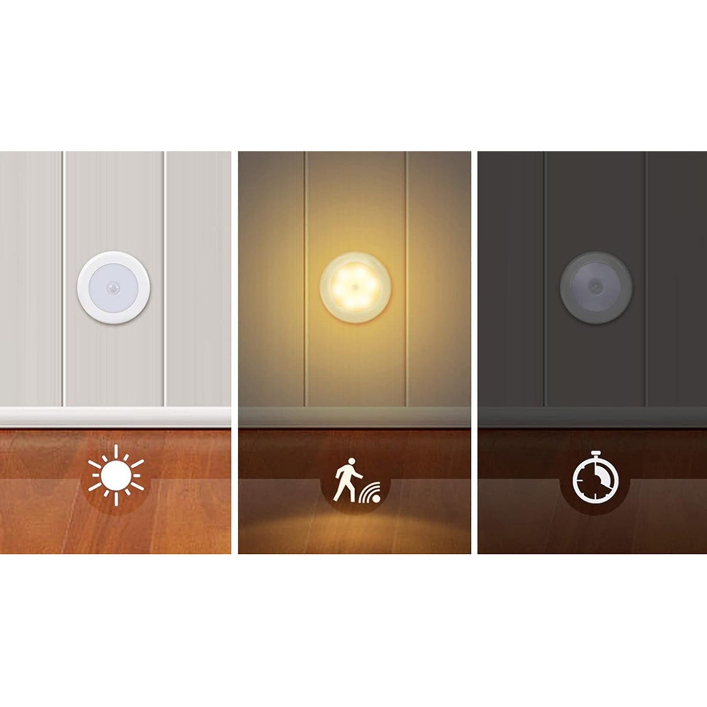 3pcs Motion Sensor Night Lamp Indoor Light Battery Operated