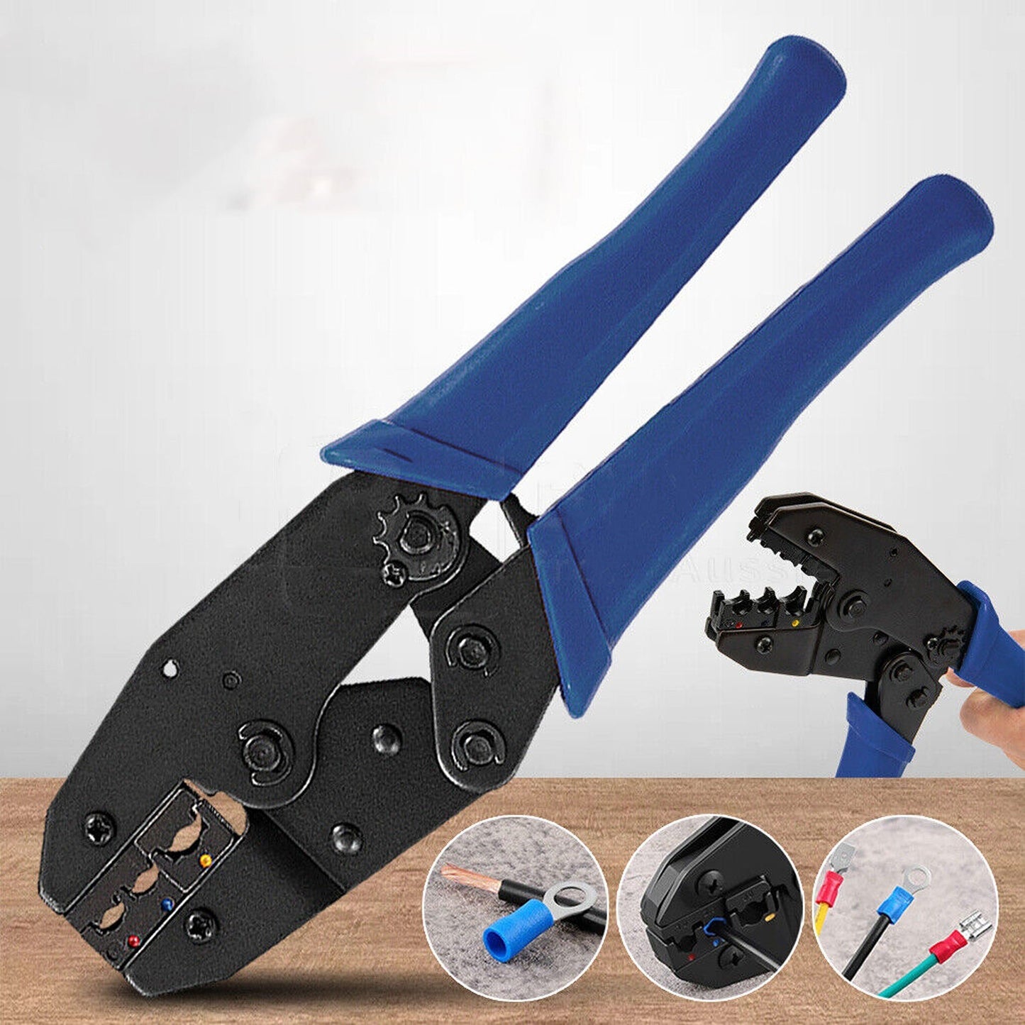 Ratcheting Wire Terminal Crimping Tool for Insulated Cable Connections