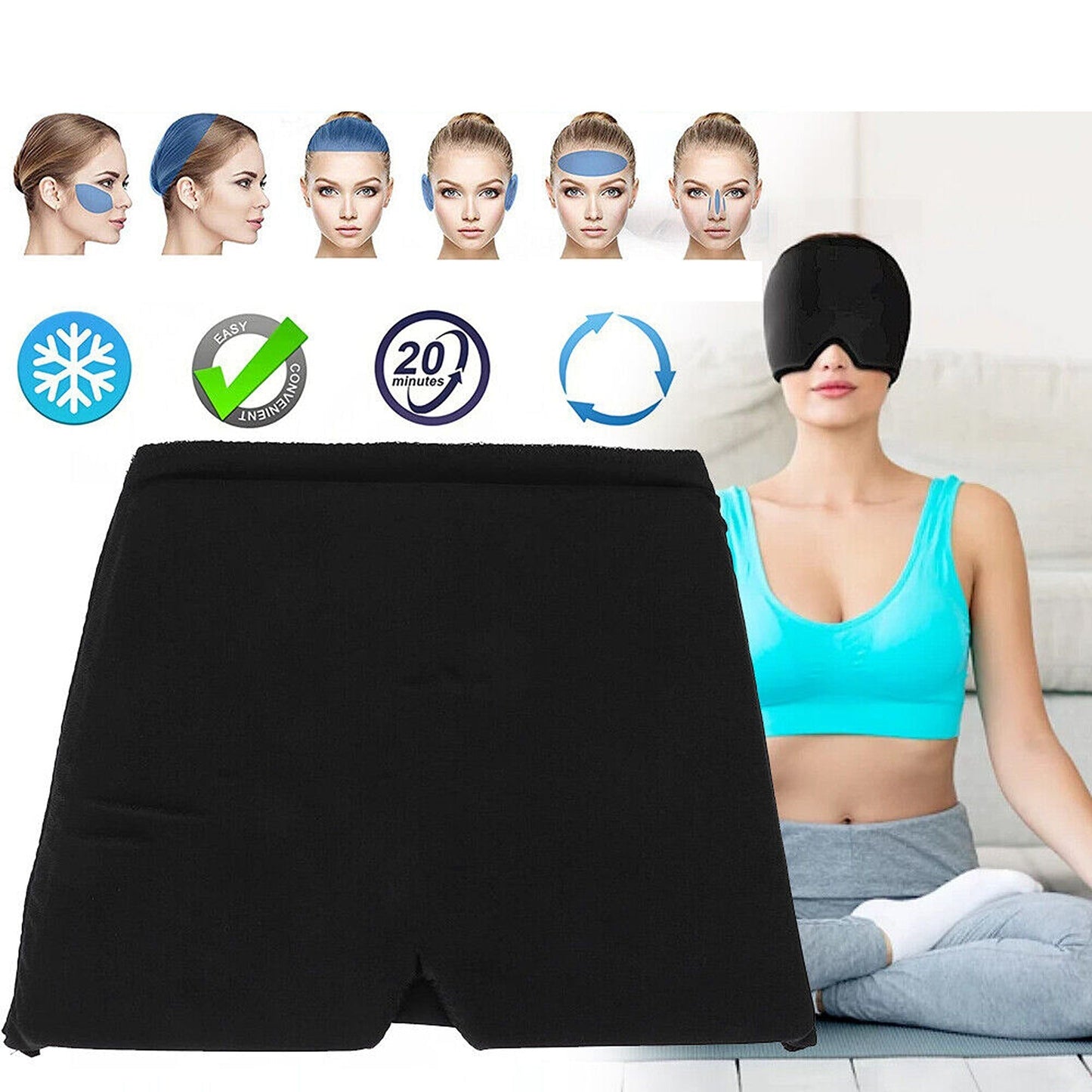Therapy Cap for Migraines Reusable Hot and Cold Eye Mask