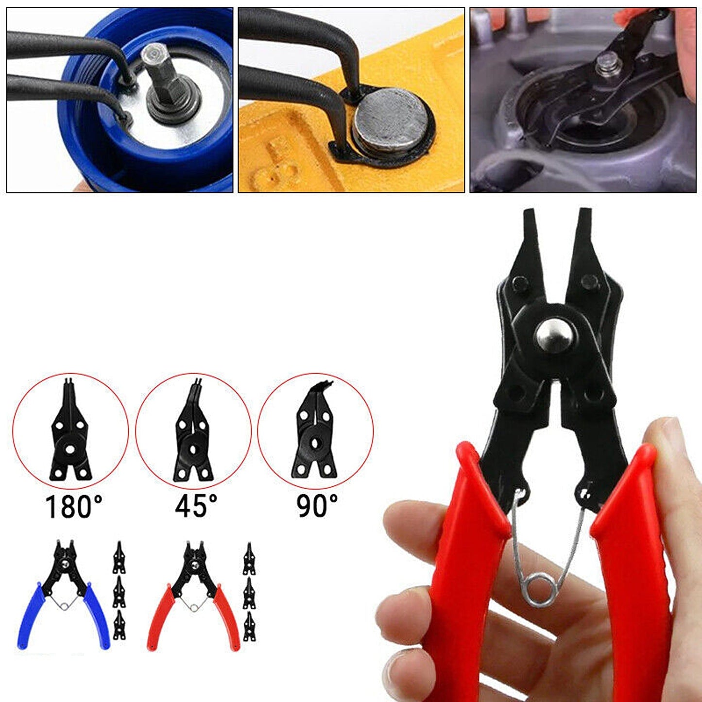 Versatile 4-in-1 Spring Release Circlip Pliers Set for Multiple Uses