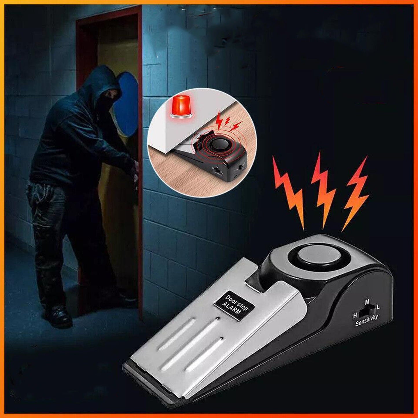 Wireless Door Stop Security Alarm Wedge Intruder Alert System