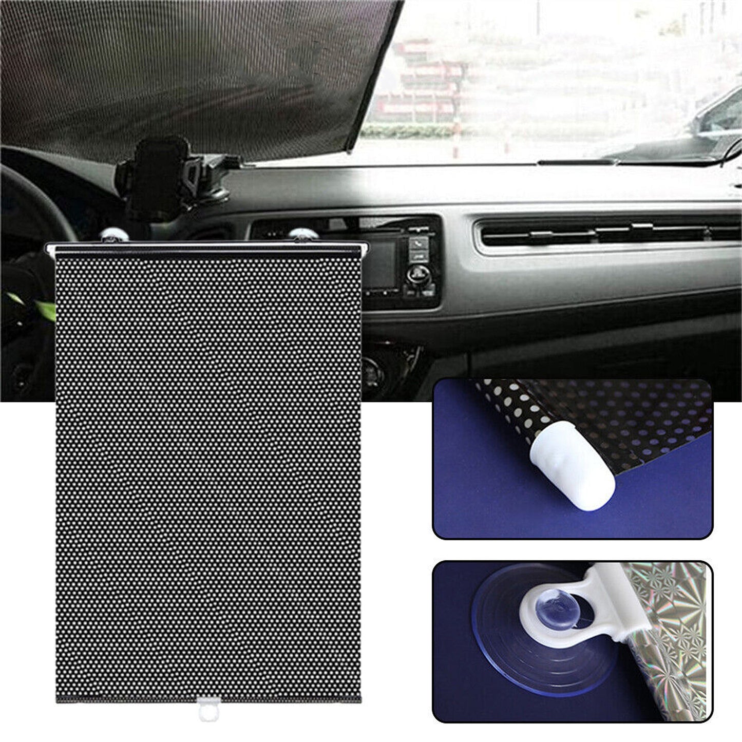Car Retractable Sun Shade with Suction Cups Blackout Visor