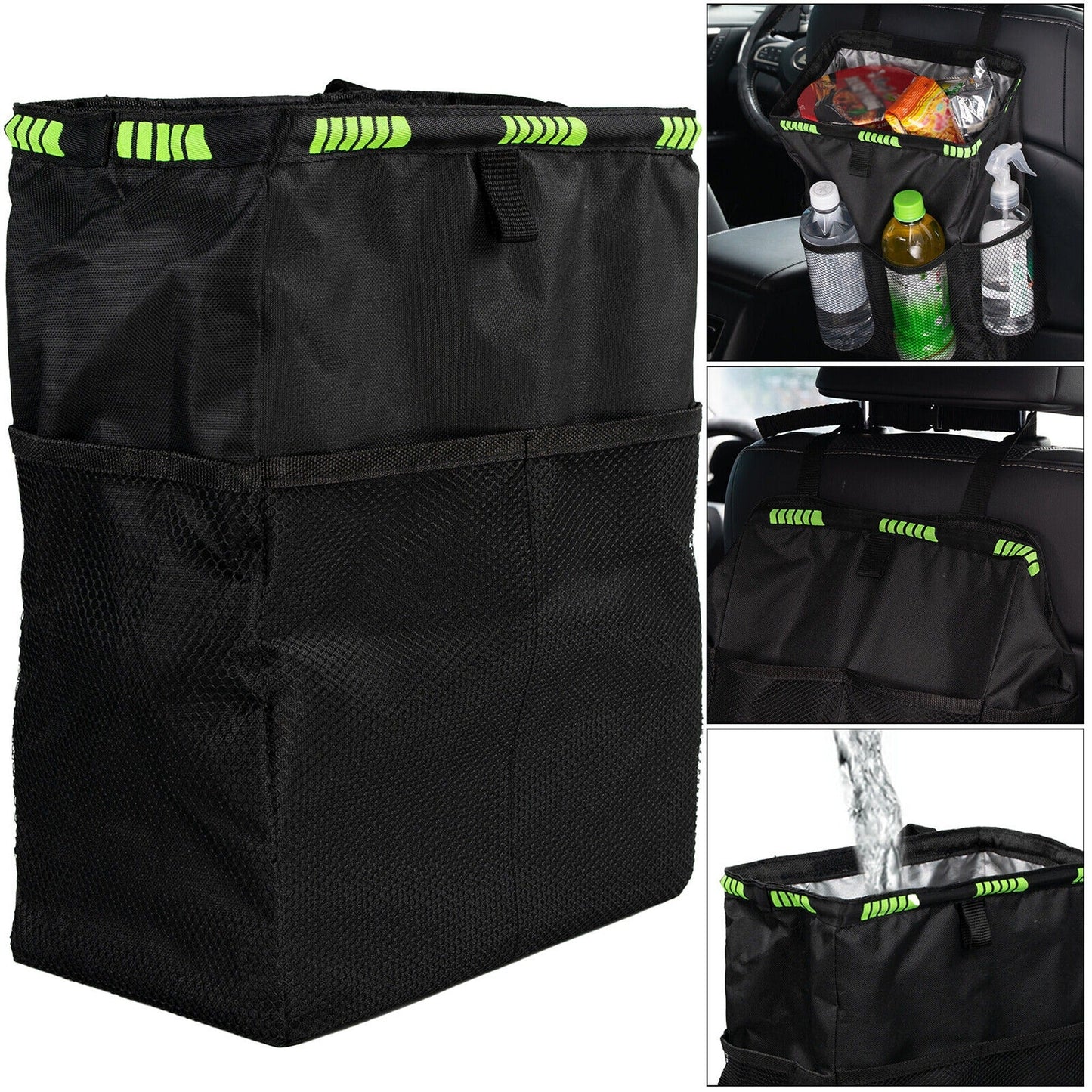 Waterproof Auto Trash Bag Car Garbage Bin Seat Organizer Storage Box