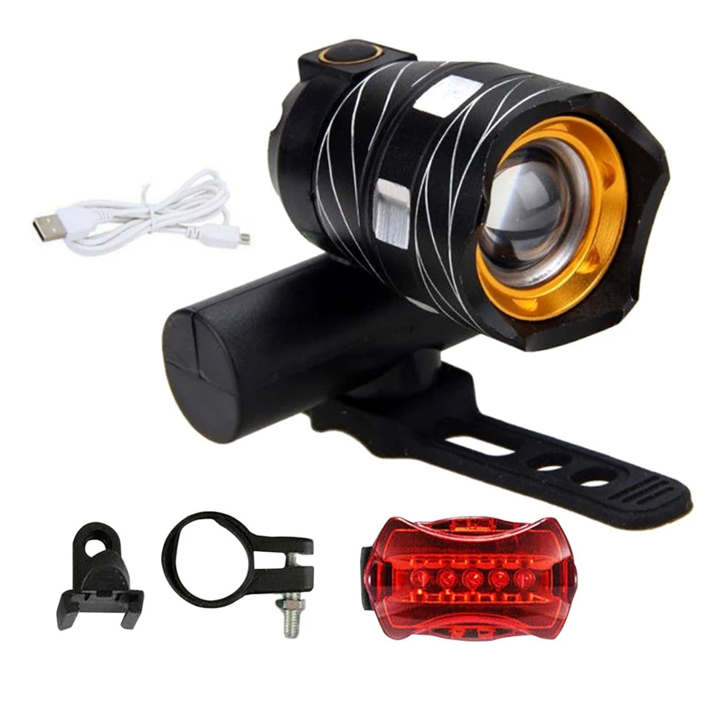 Bicycle Light Front Back LED Headlight Bike USB Waterproof 15000LM