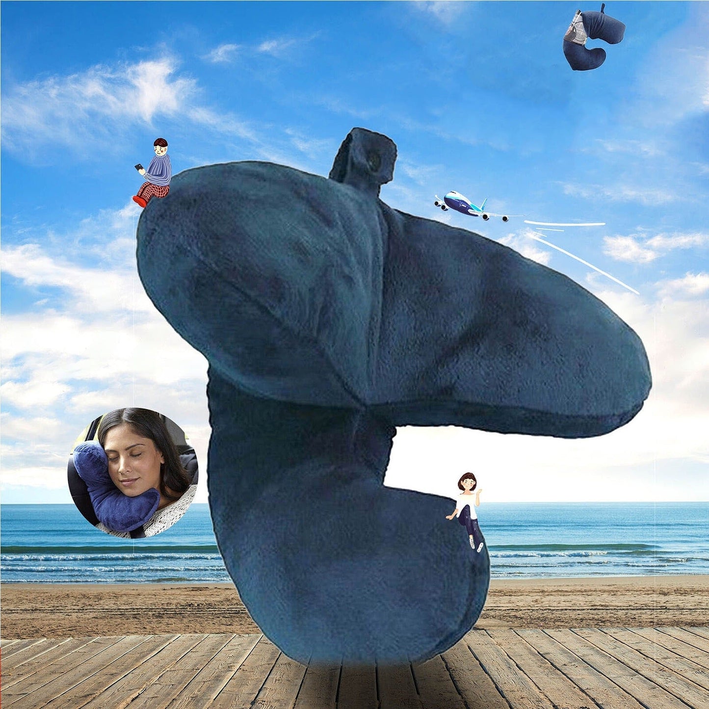 J-Shaped Neck Pillow for Travel Soft Chin Support
