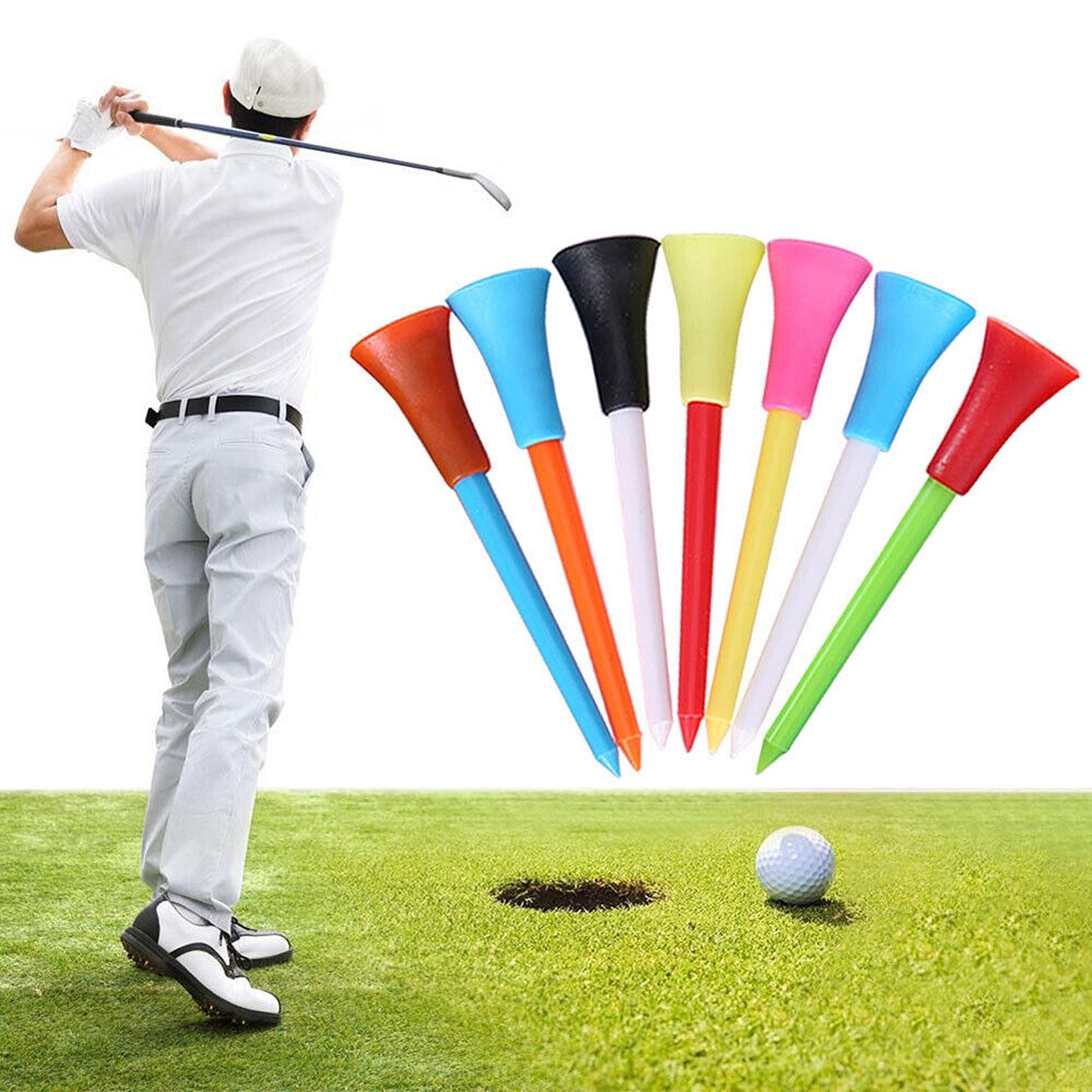 100pcs Durable Multi-Color Plastic Golf Tees
