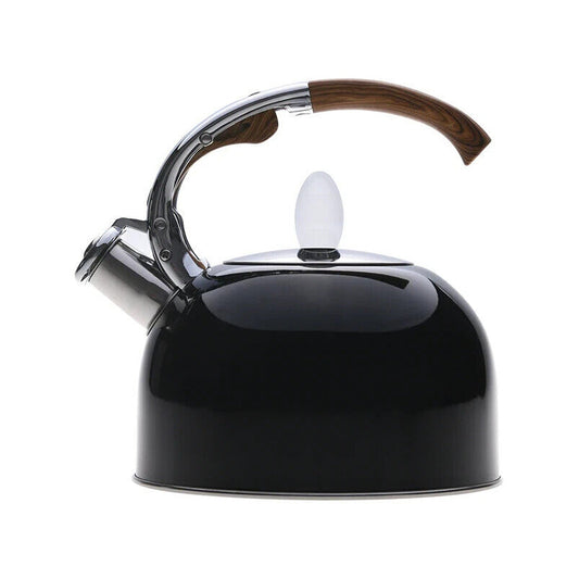 Black Bamboo Whistling Stovetop Kettle 2.5L Capacity