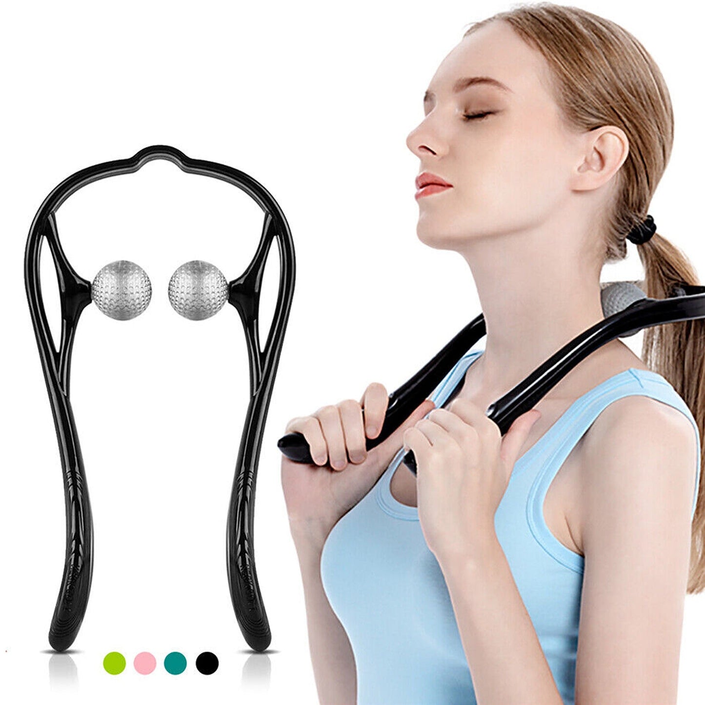 Dual Trigger Point Neck Shoulder Massager Hand Roller for Pressure Relief