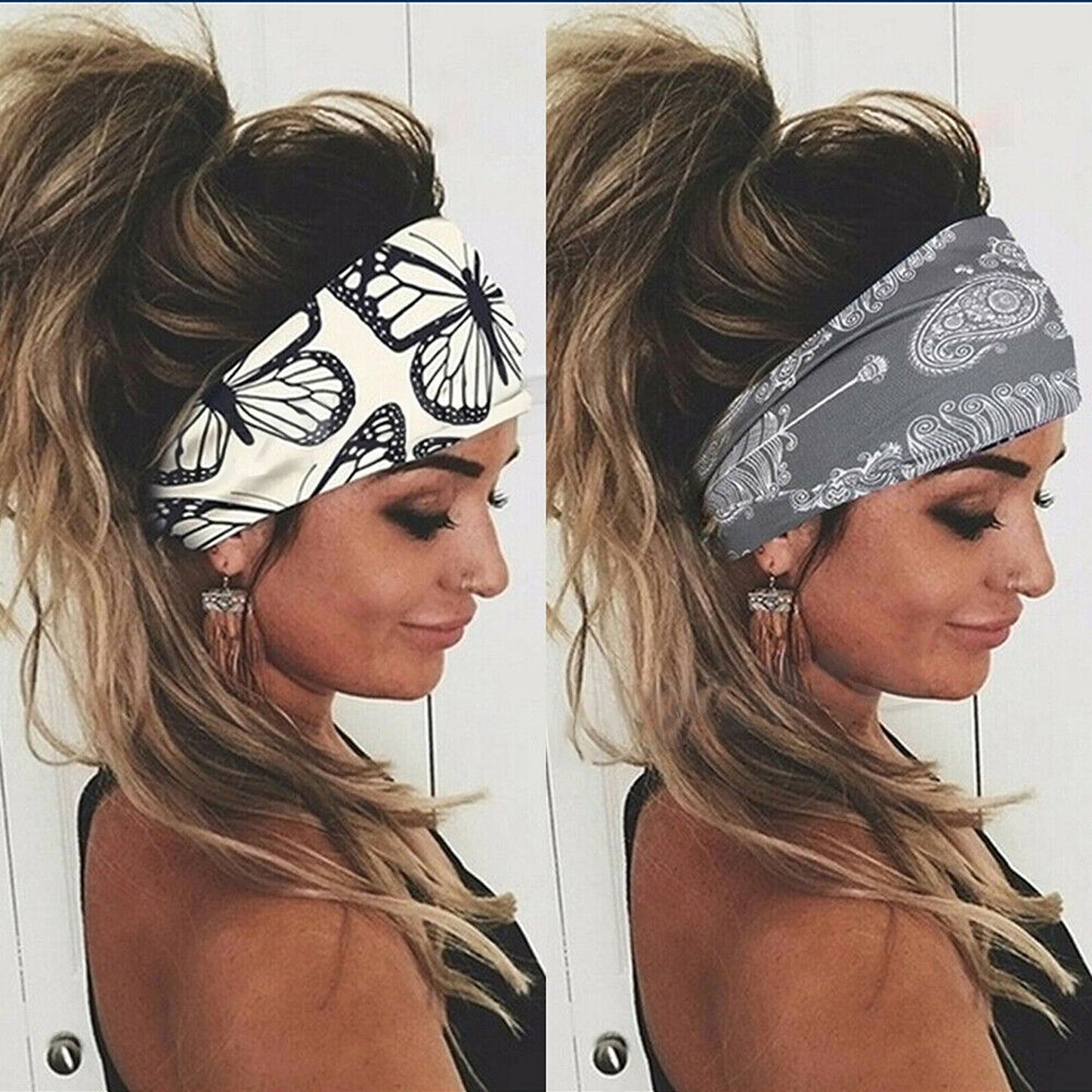 Wide Turban Elastic Bandana Women Yoga Sports Head Wrap