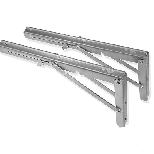 Heavy Duty Folding Shelf Bracket Stainless Steel Load 150kg - 2 Pack