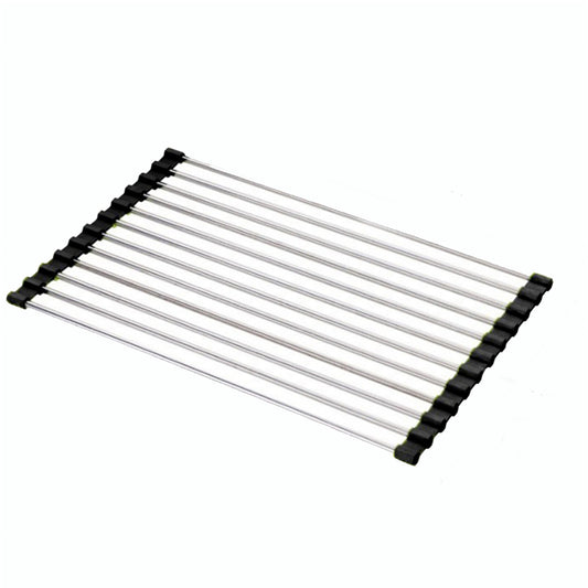 Over Sink Dish Drainer Stainless Steel Kitchen Rack Roll Up Drying