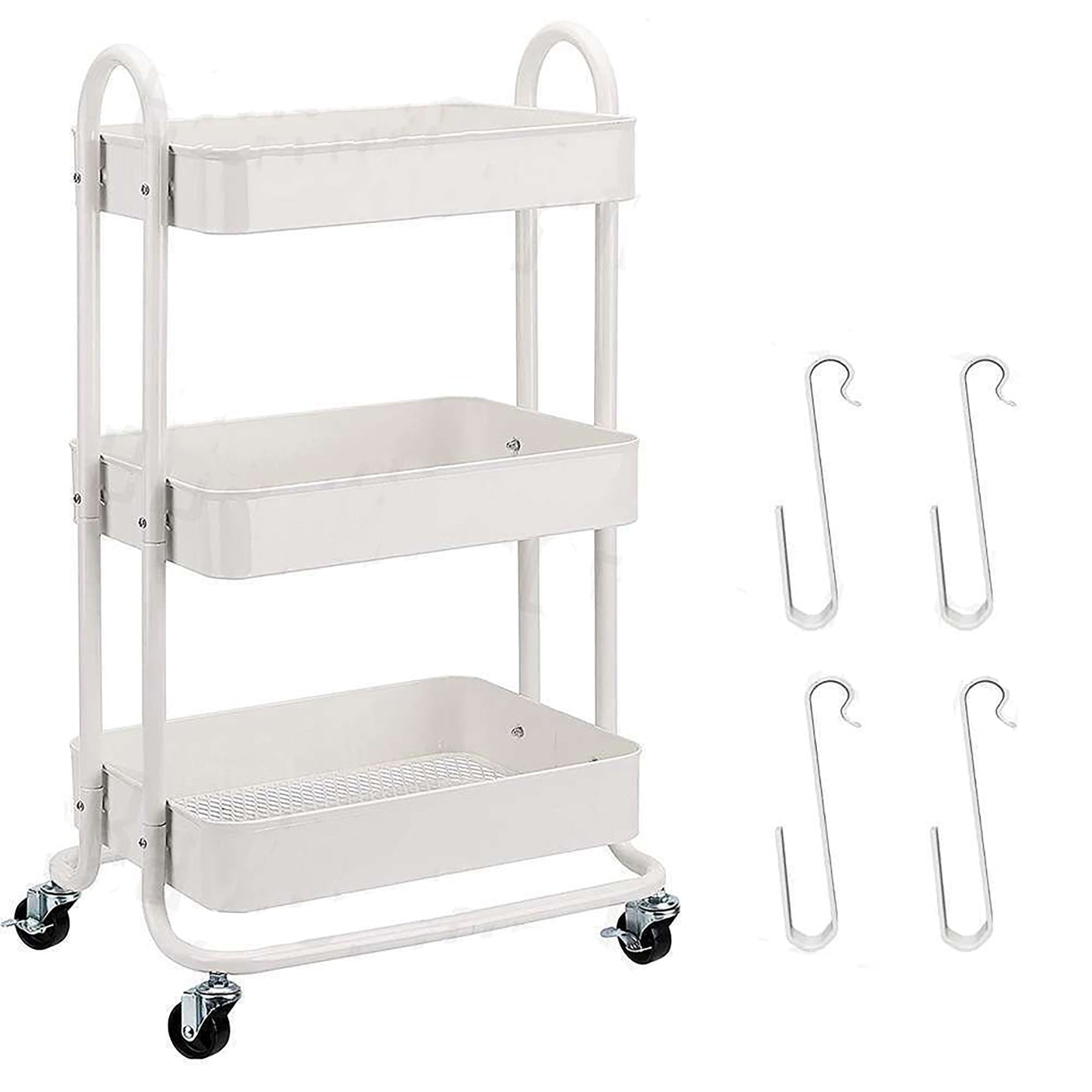 3-Tier Fruit and Vegetable Kitchen Trolley with Storage Baskets