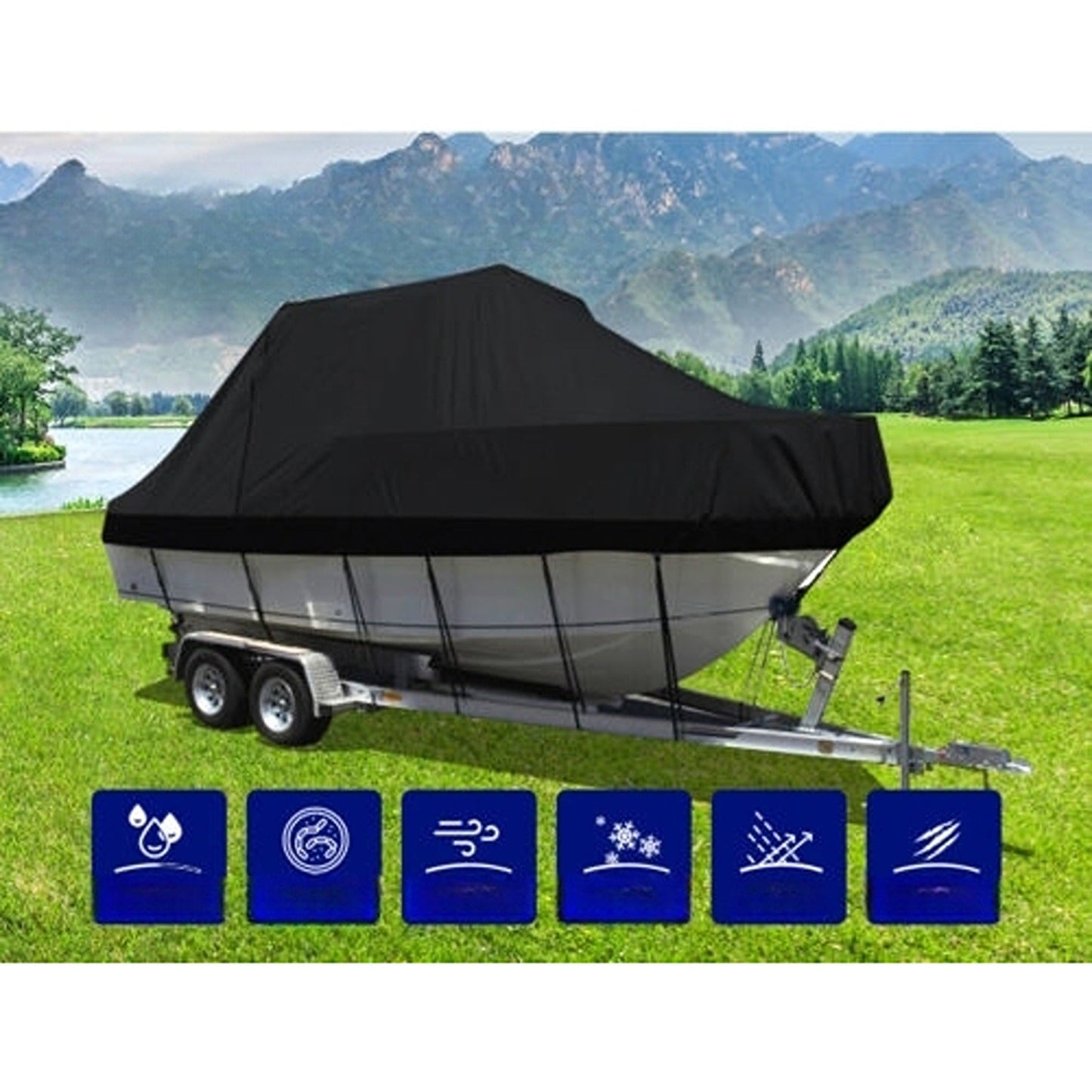 Trailerable Heavy-Duty Marine Grade Jumbo Boat Cover Fits 17ft to 19ft