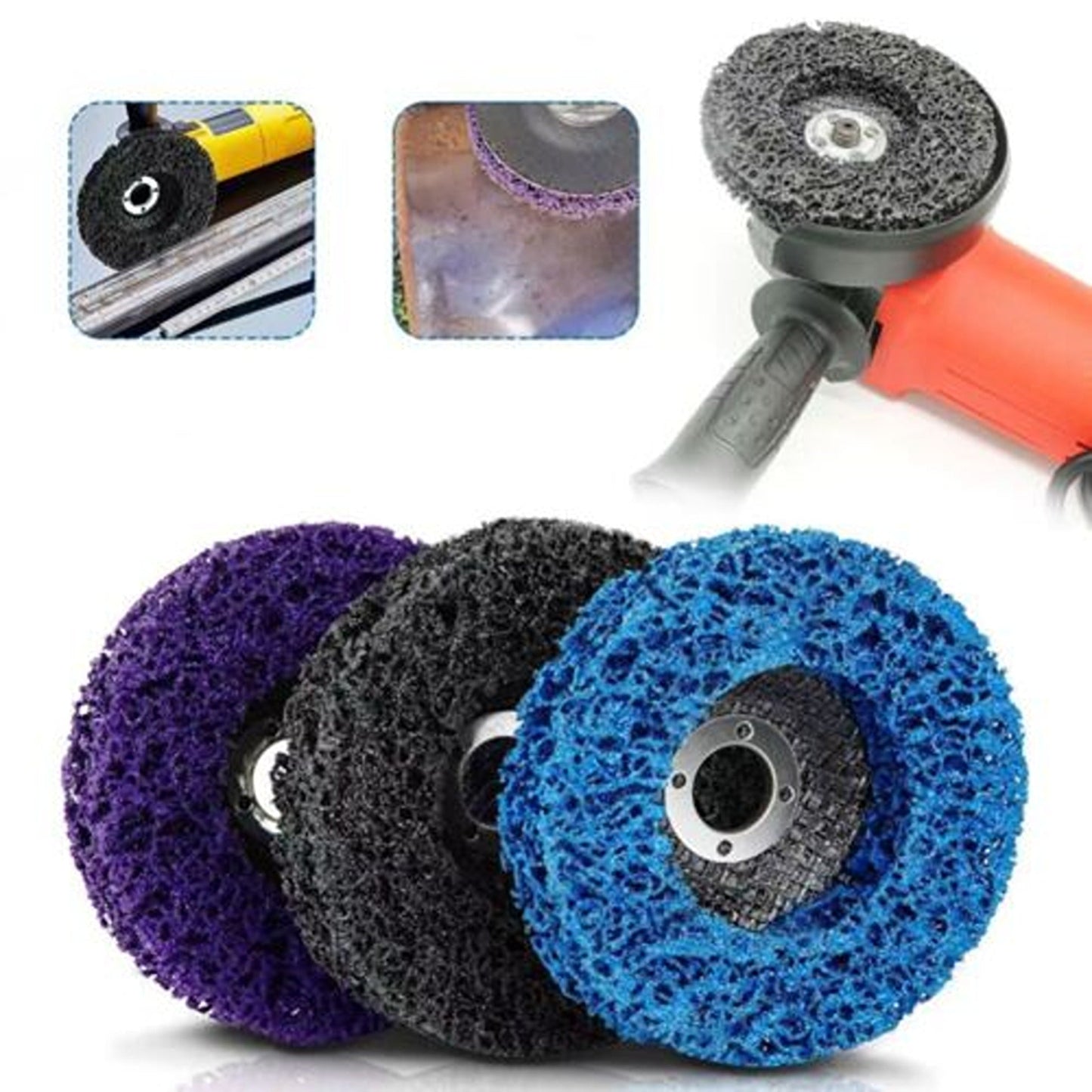 10-Pack Paint and Rust Removal Medium Grit Poly Strip Disc Wheel 125mm