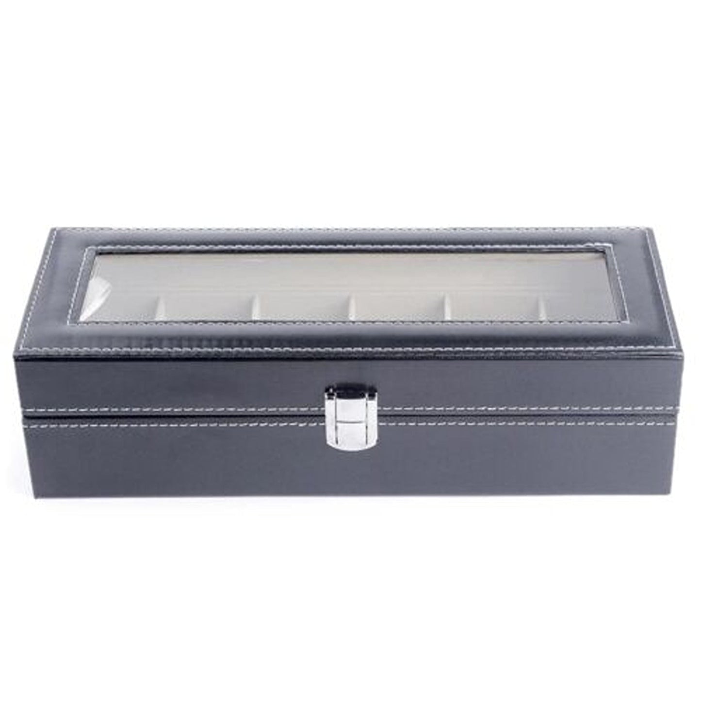 Leather Watch Box Organizer for Jewelry and Watches Glass Display Case