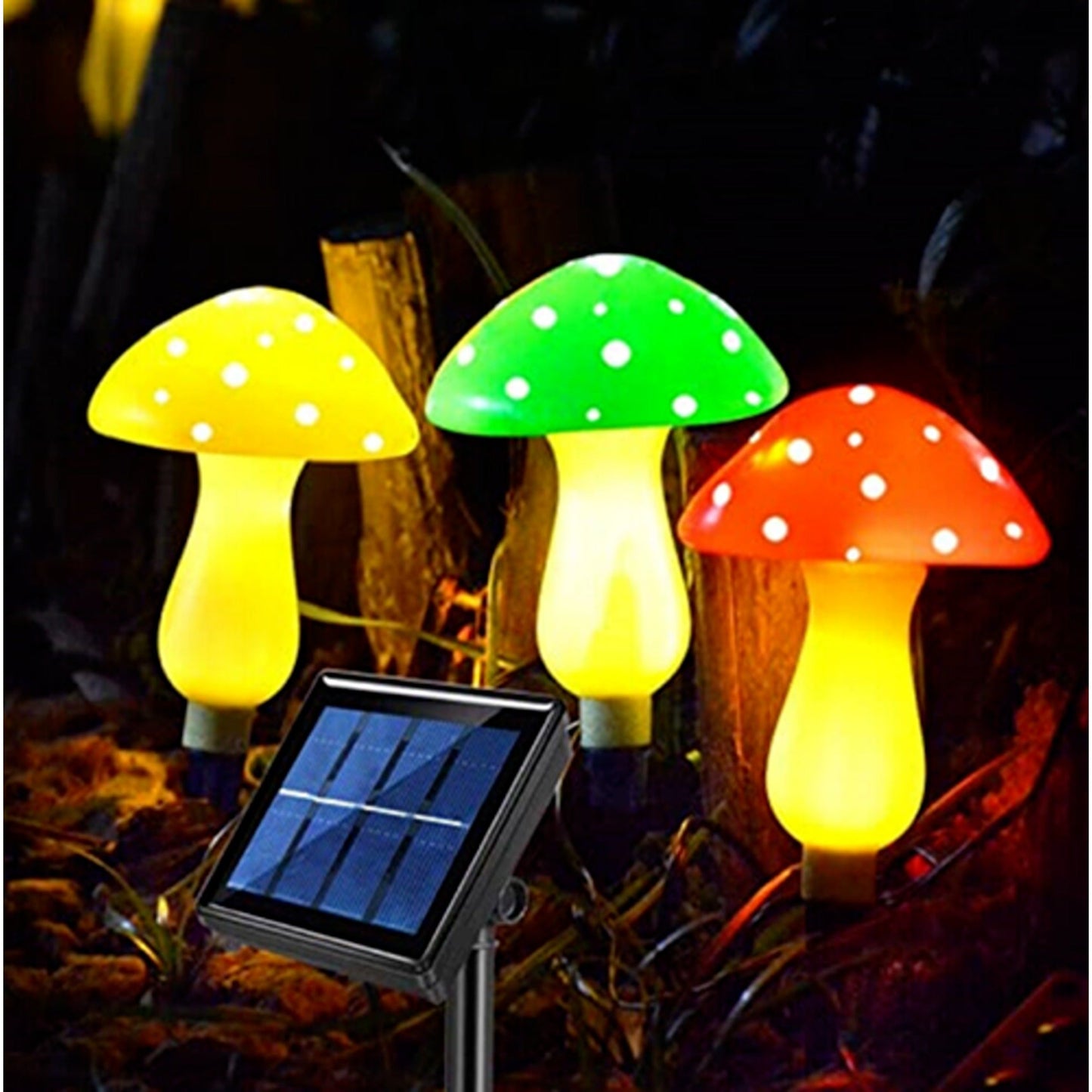 RYB LED Solar Mushroom Fairy Lights for Outdoor Yard Decoration