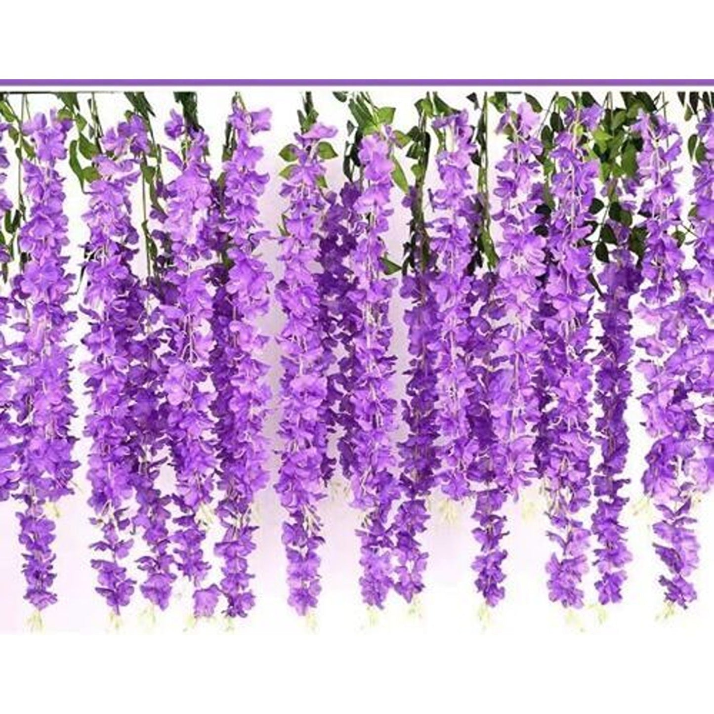 12pcs Hanging Silk Wisteria Vine Garland Artificial Leaf Decoration for Weddings
