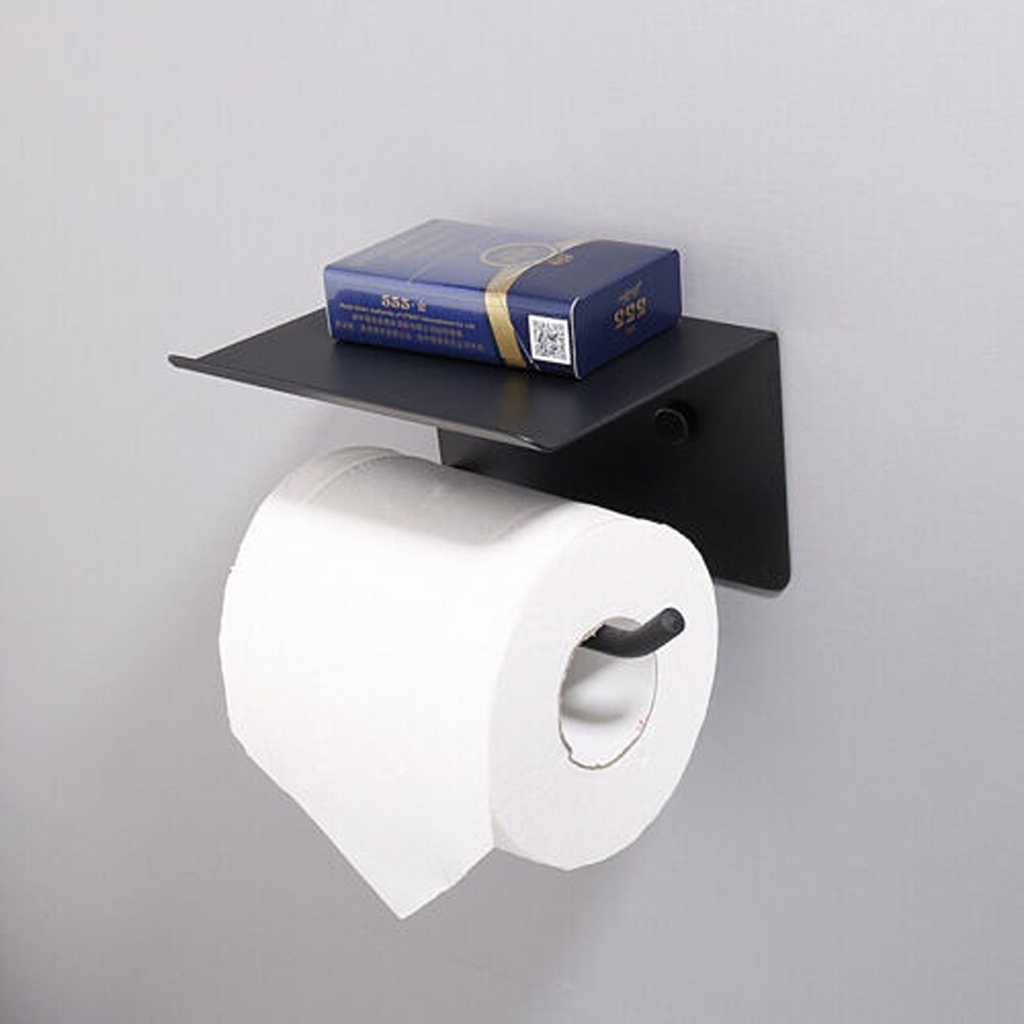Toilet Paper Roll Holder with Storage and Phone Shelf Stainless Steel Bathroom Fixture