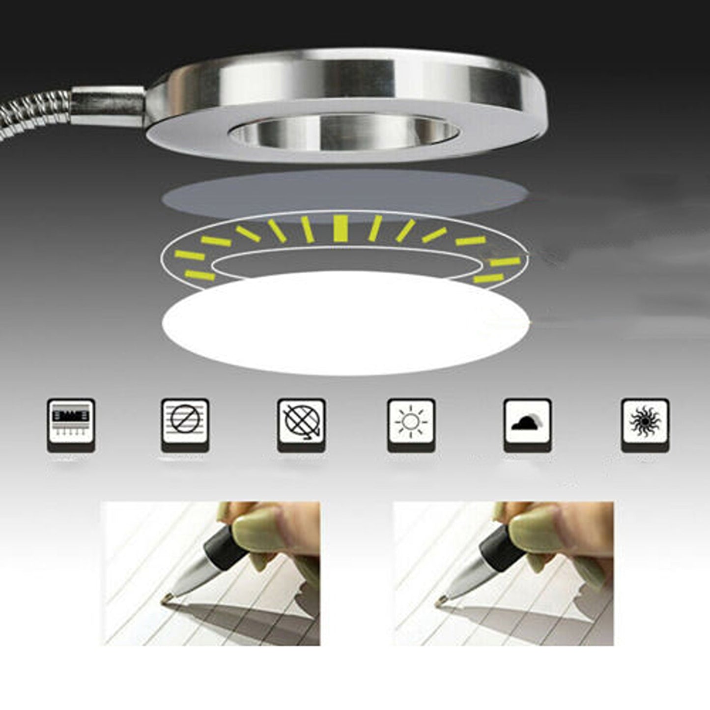 Desk Magnifying Lamp with LED Light and Clamp for Crafting Magnification