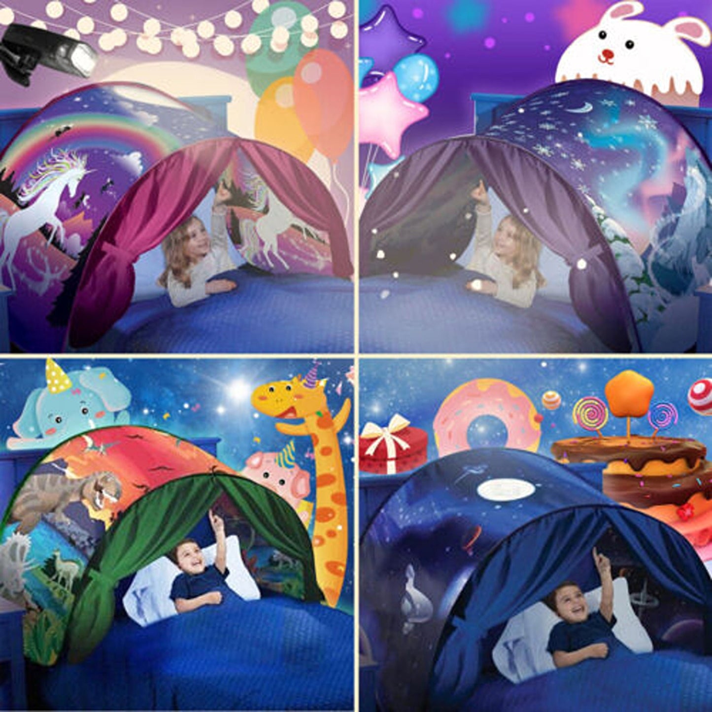 Fancy Unicorn Space Tent Foldable Indoor Bed Pop-up House
