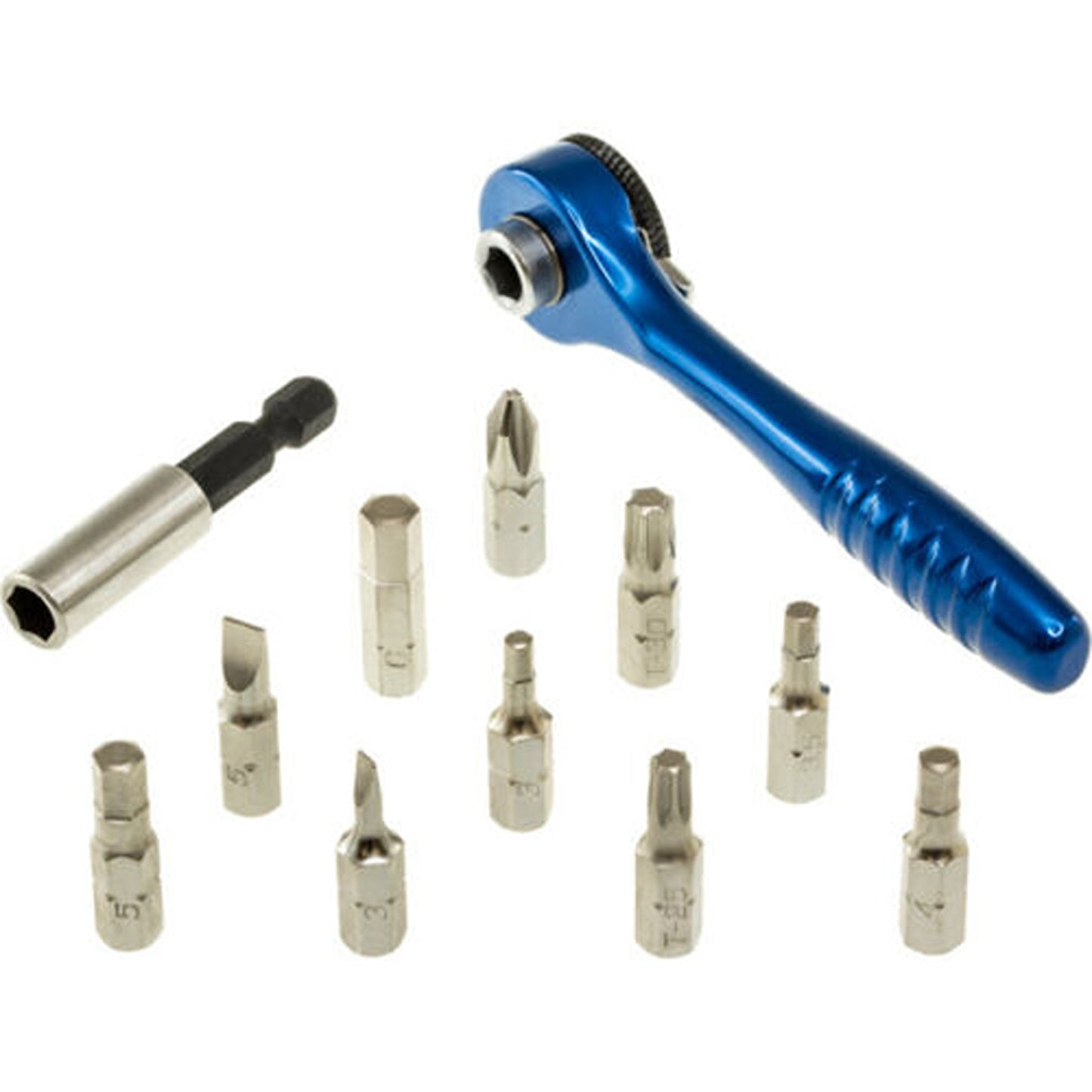 12-in-1 Bicycle Toolset Blue Ratchet with Pouch and Stainless Bits