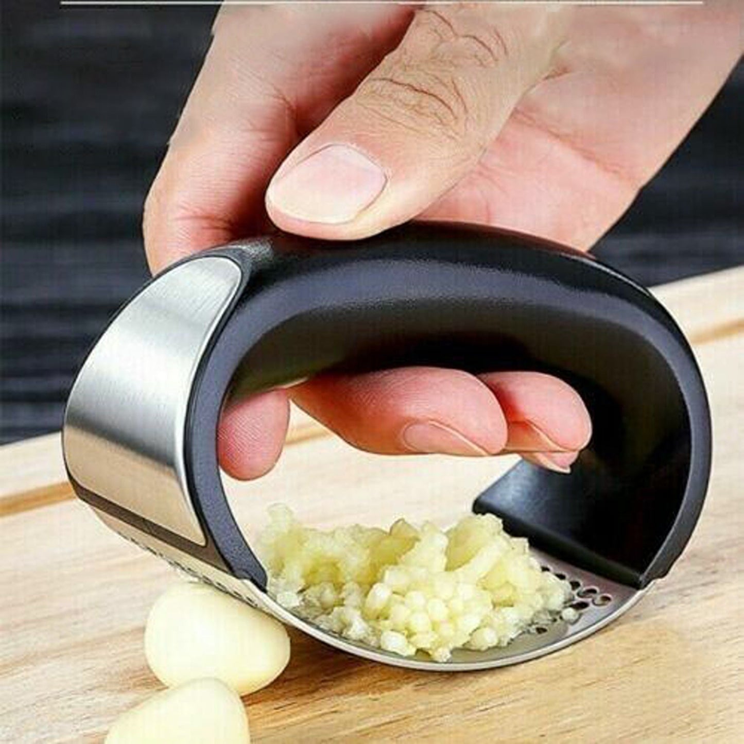 Manual Rocking Garlic Press Stainless Steel Kitchen Mincer