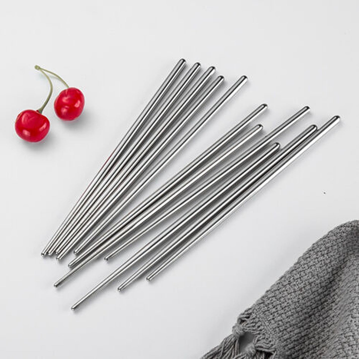 10 Pairs Stainless Steel Chopsticks Japanese Metal Table Cutlery