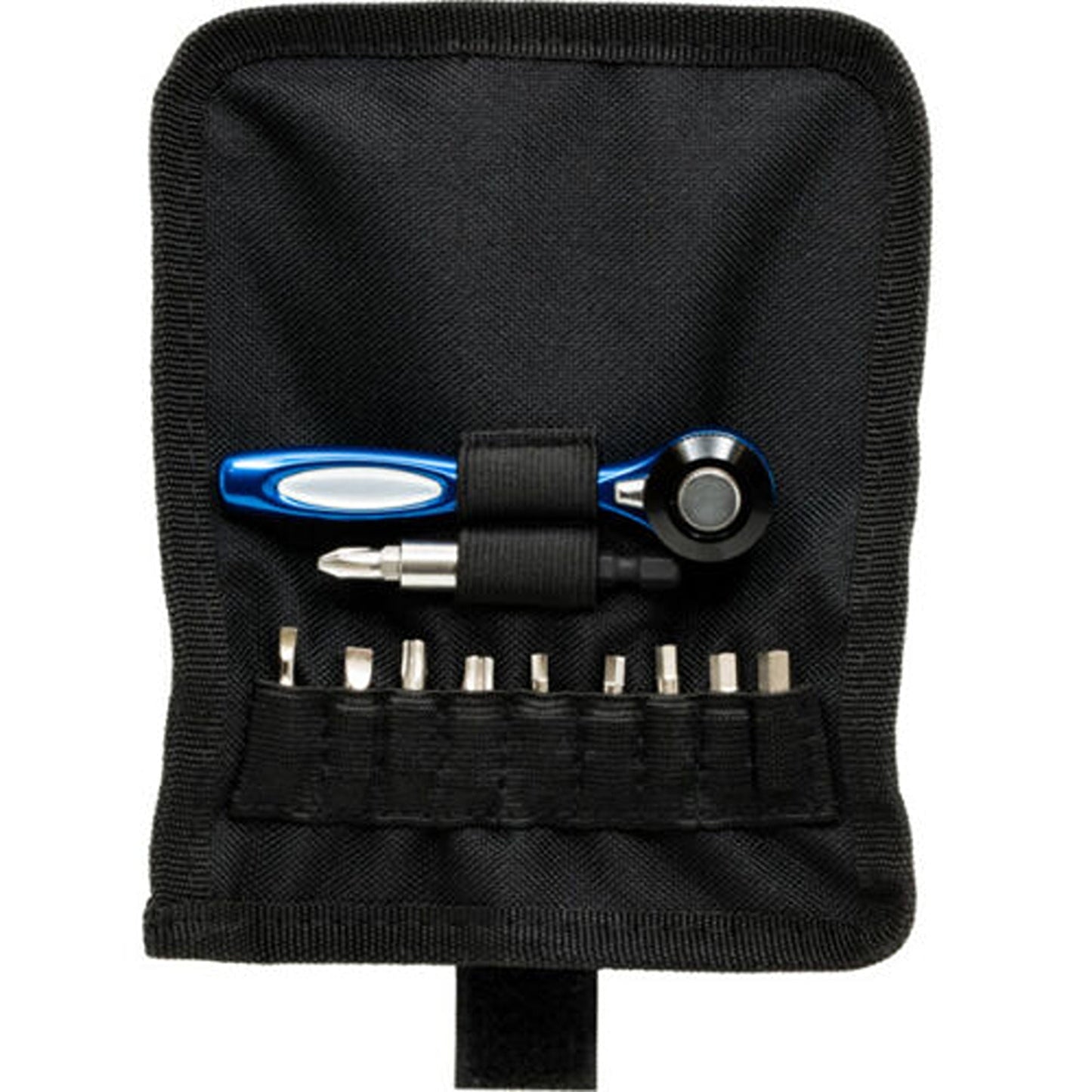 12-in-1 Bicycle Toolset Blue Ratchet with Pouch and Stainless Bits