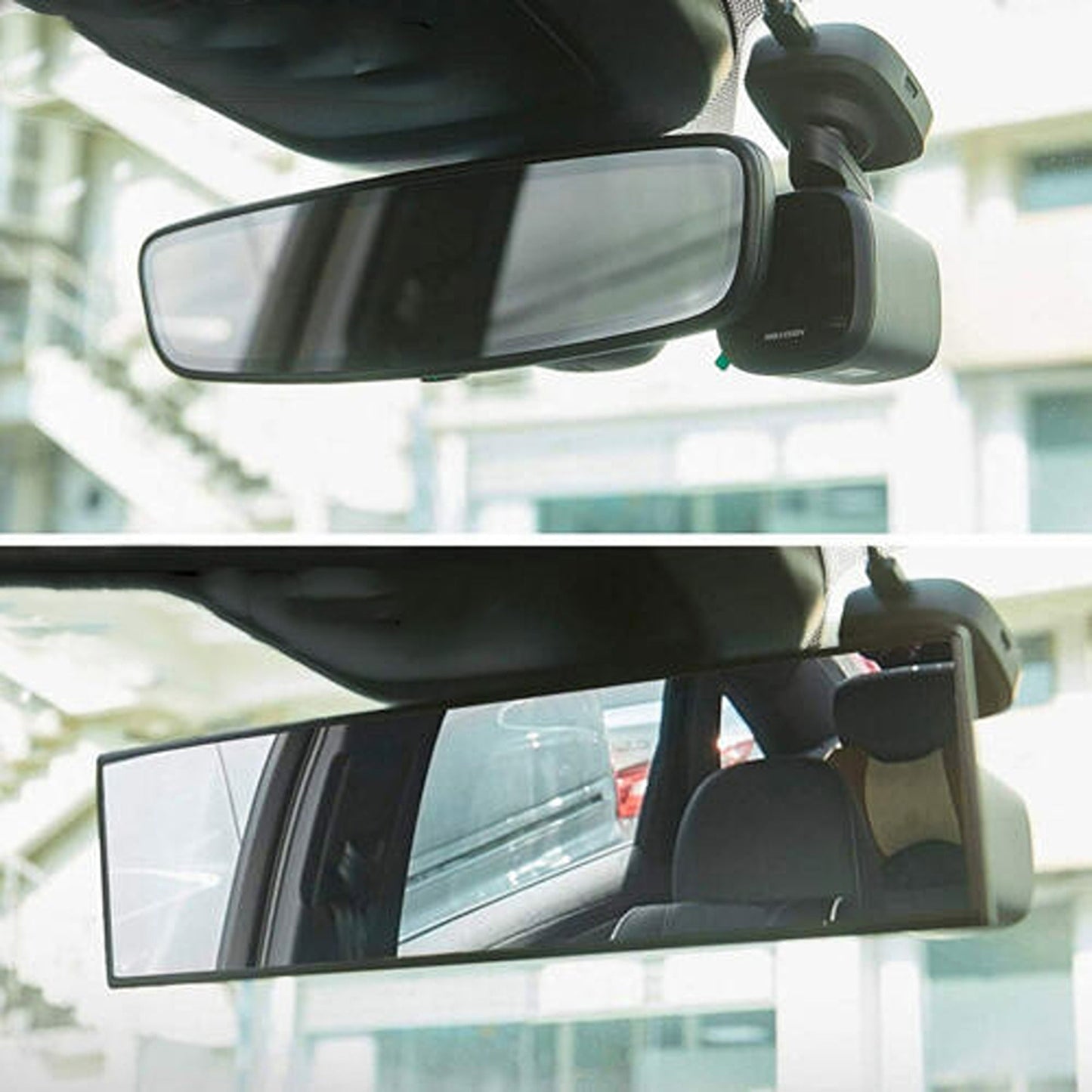 Wide Angle Rearview Car Interior Mirror 30cm Panoramic White