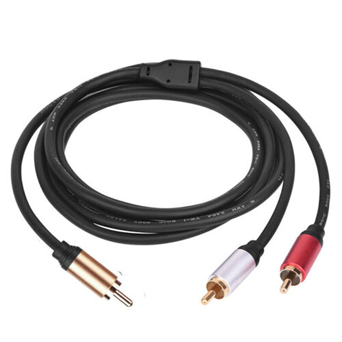 Gold Plated Y Splitter Audio Cable 1 RCA to 2 RCA Subwoofer Cord Lead