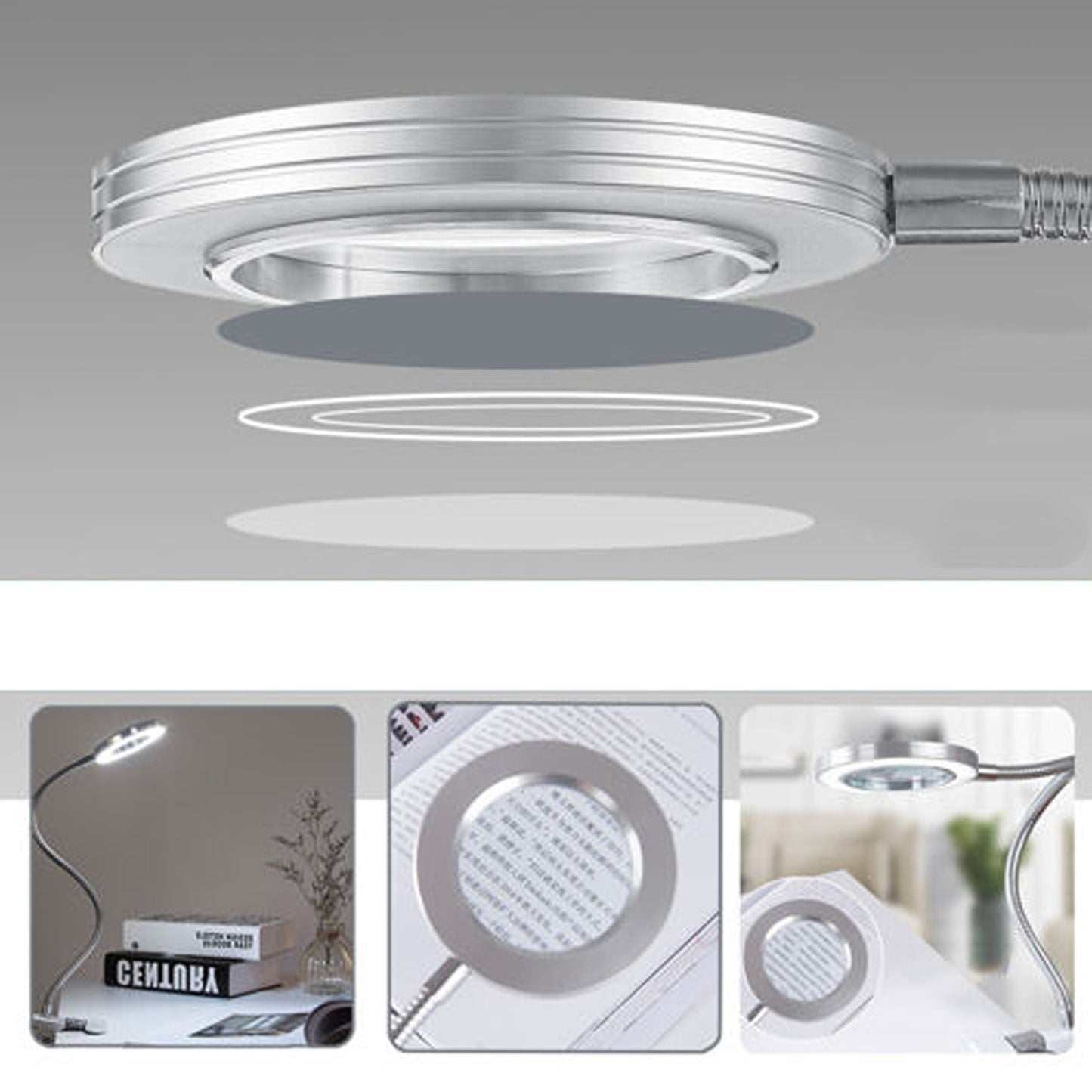 Desk Magnifying Lamp with LED Light and Clamp for Crafting Magnification