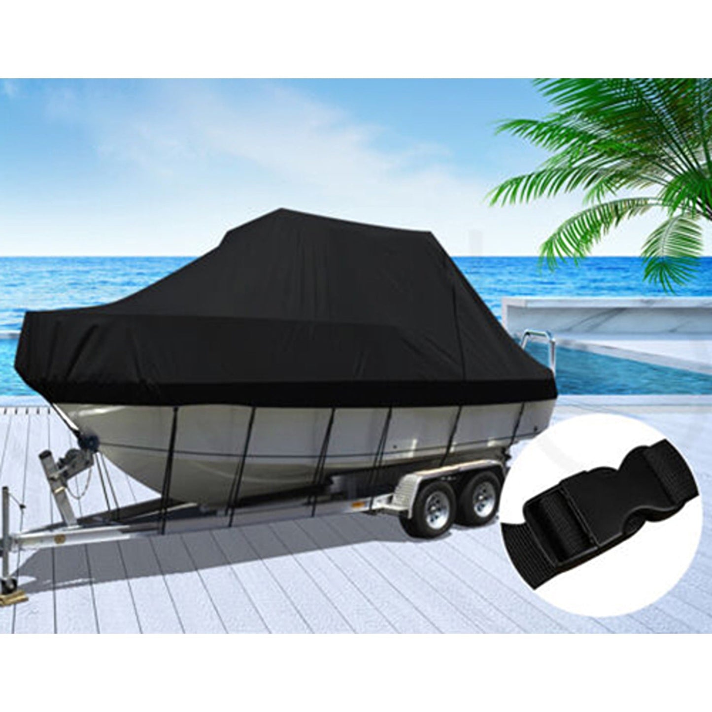 Trailerable Heavy-Duty Marine Grade Jumbo Boat Cover Fits 17ft to 19ft