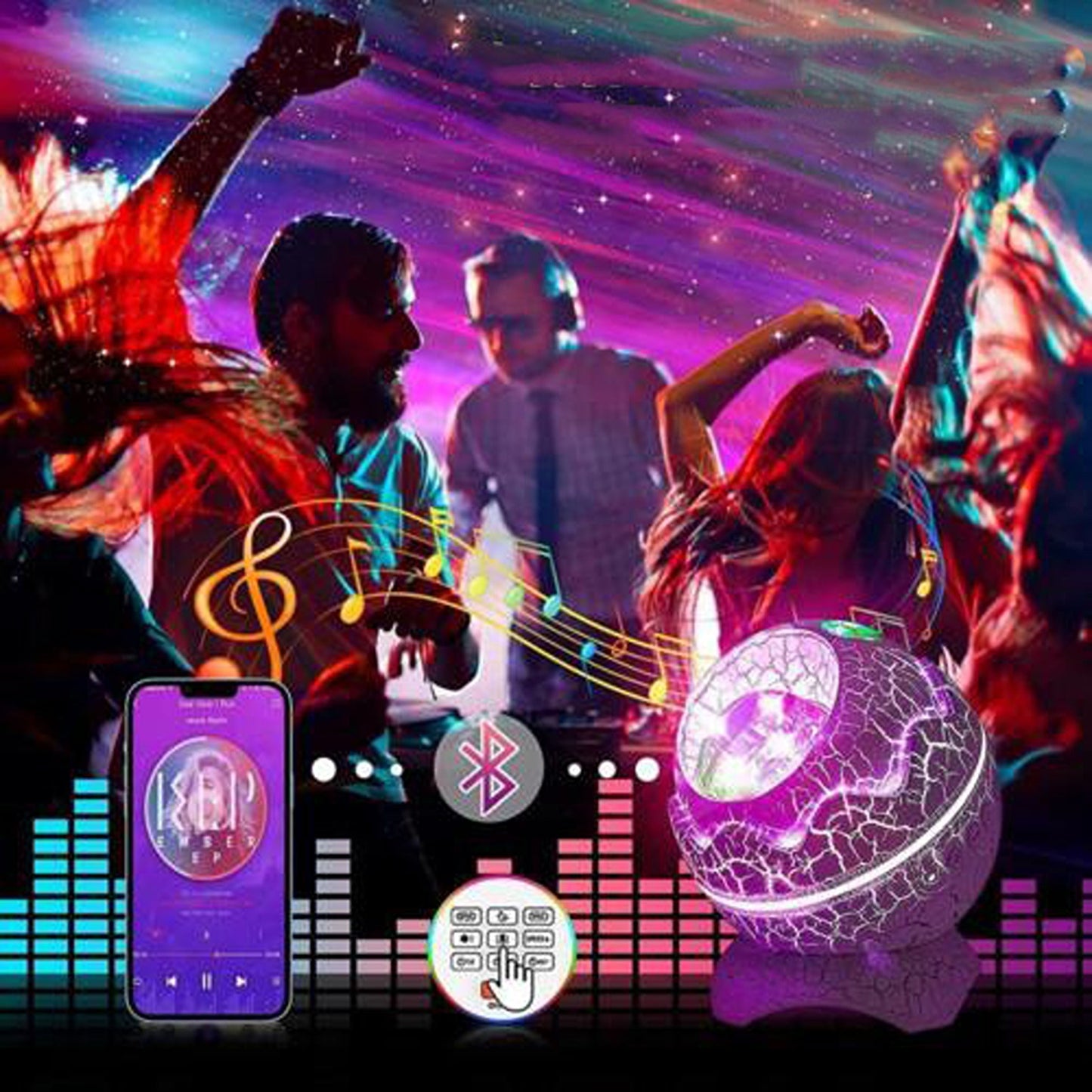 Galaxy Star Wireless Projector with Dinosaur Egg Design and Music Player