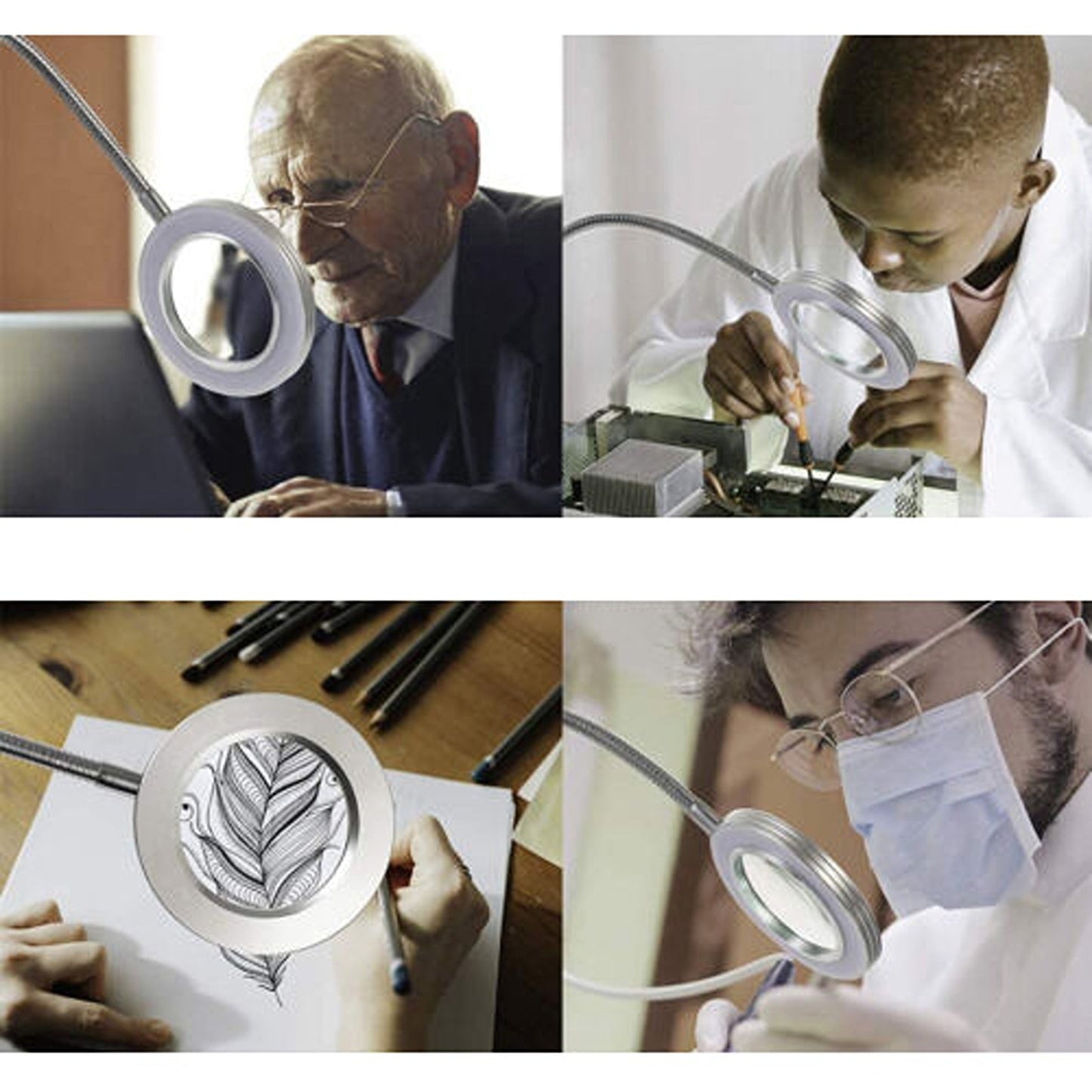 Desk Magnifying Lamp with LED Light and Clamp for Crafting Magnification