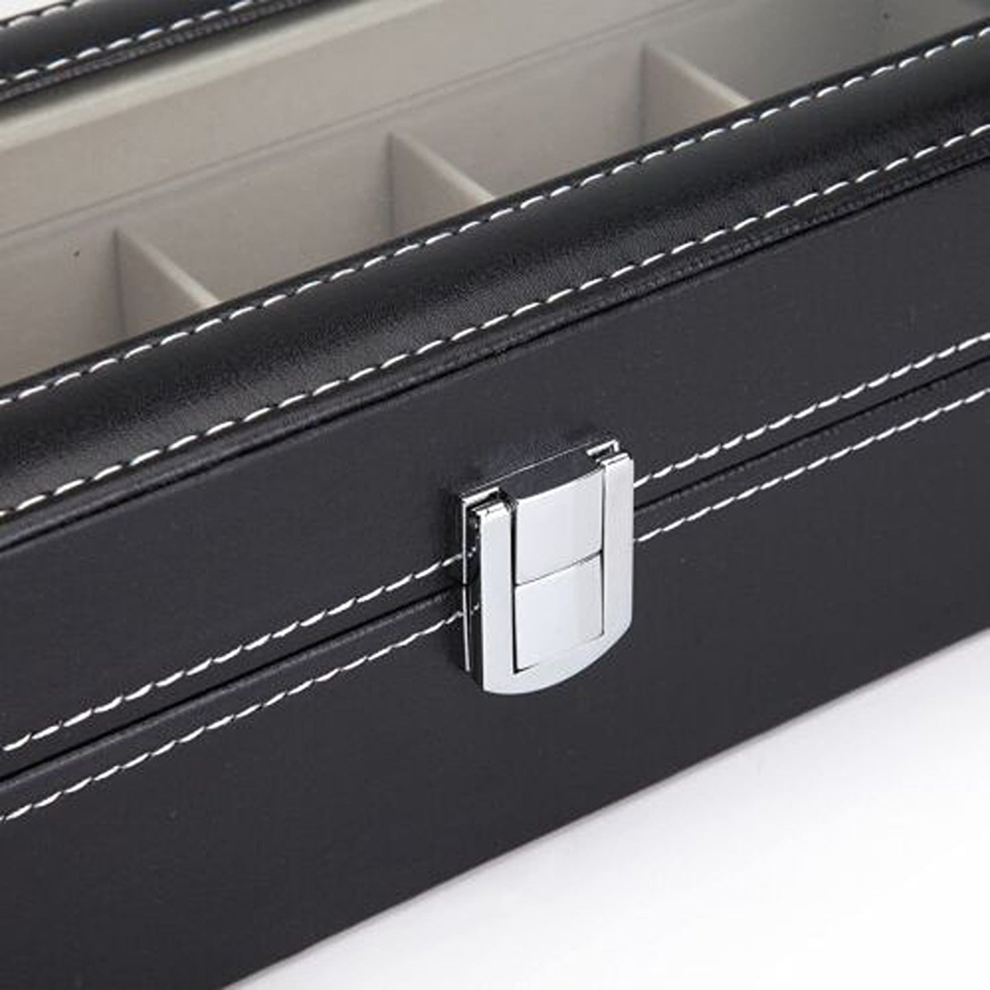Leather Watch Box Organizer for Jewelry and Watches Glass Display Case