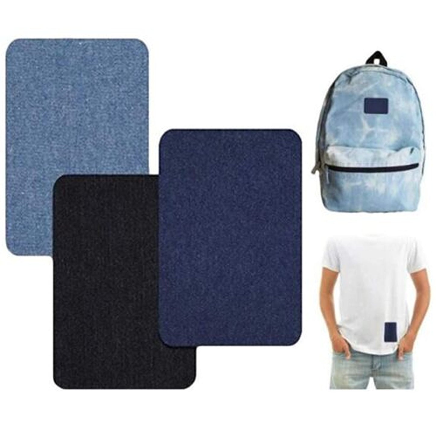 12pcs Iron-On Denim Fabric Patches for Jeans Repair Kit