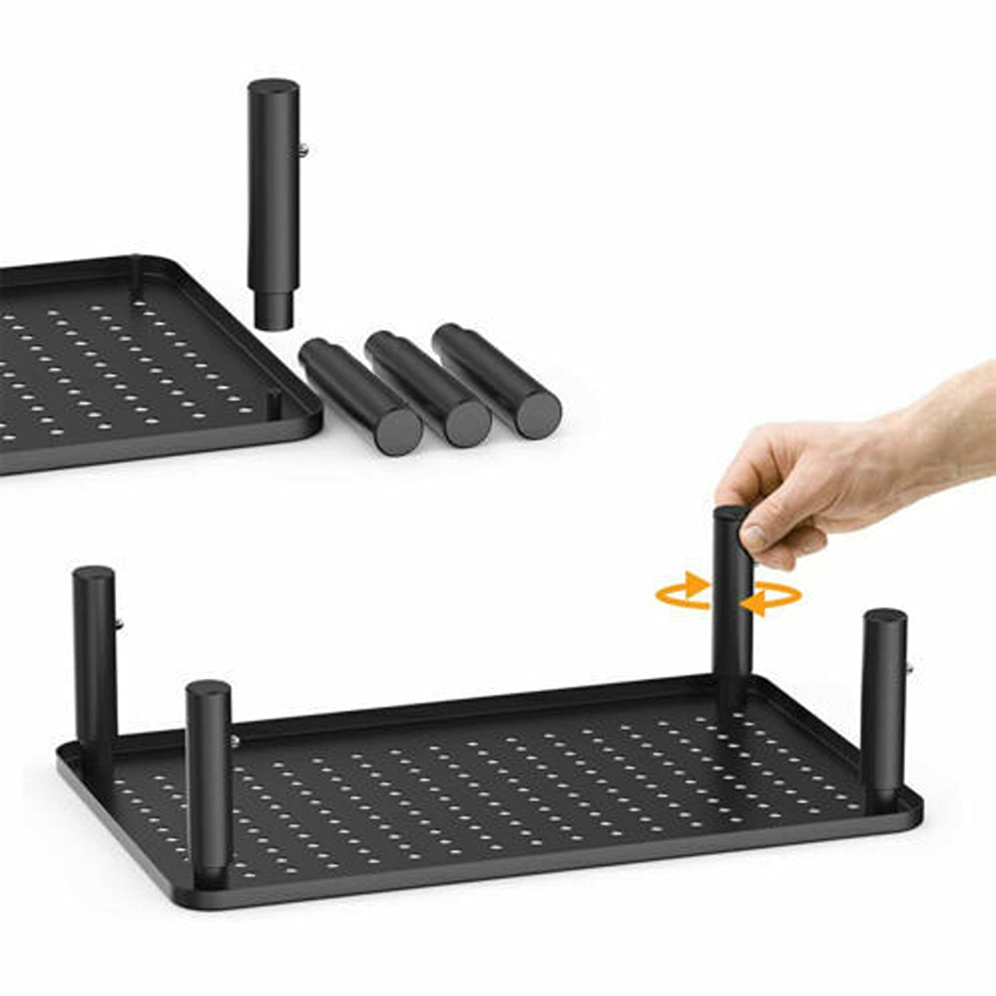 Adjustable Height Laptop and Monitor Stand with Mesh Platform