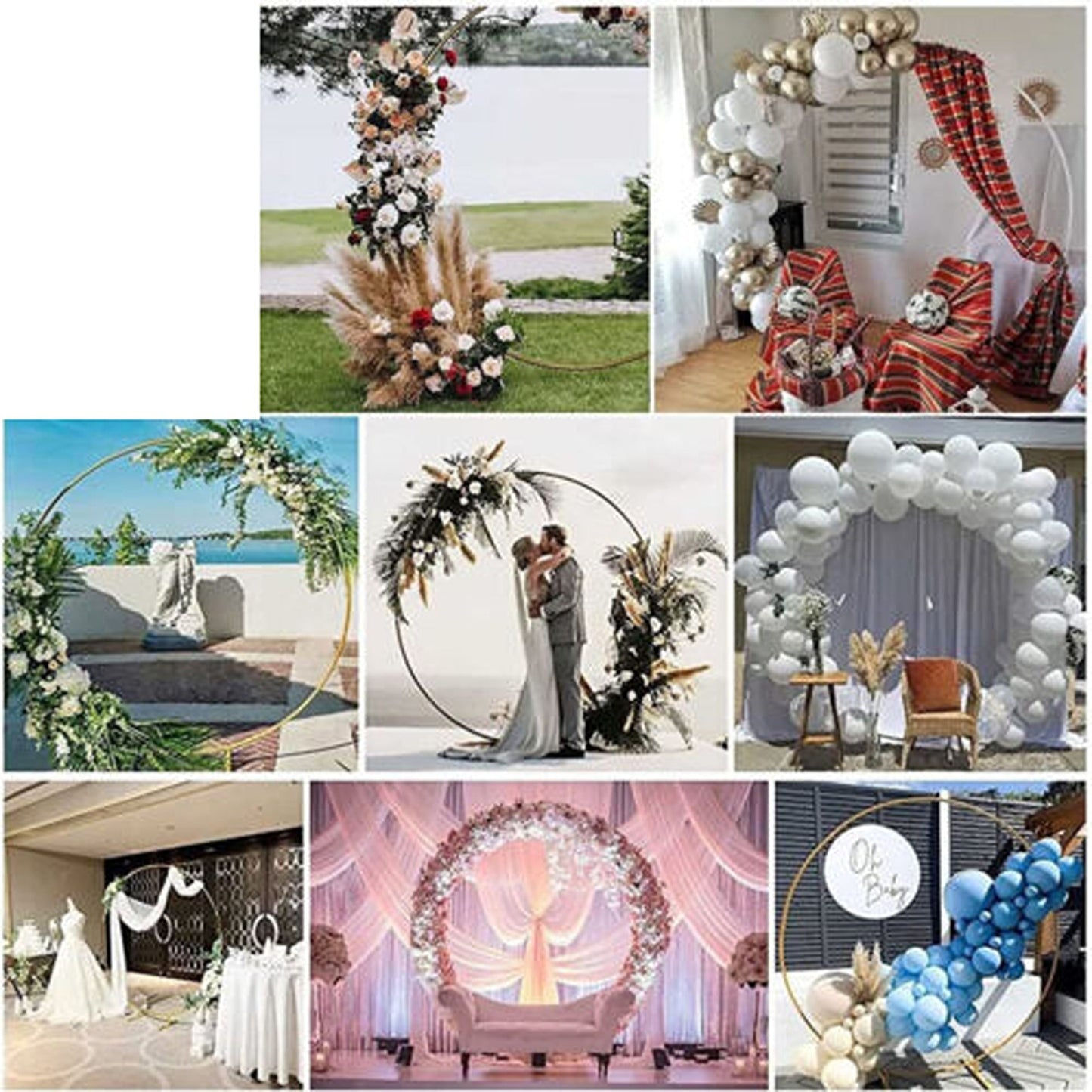 Round Wedding Arch for Floral Displays Circle Backdrop Stand 2M