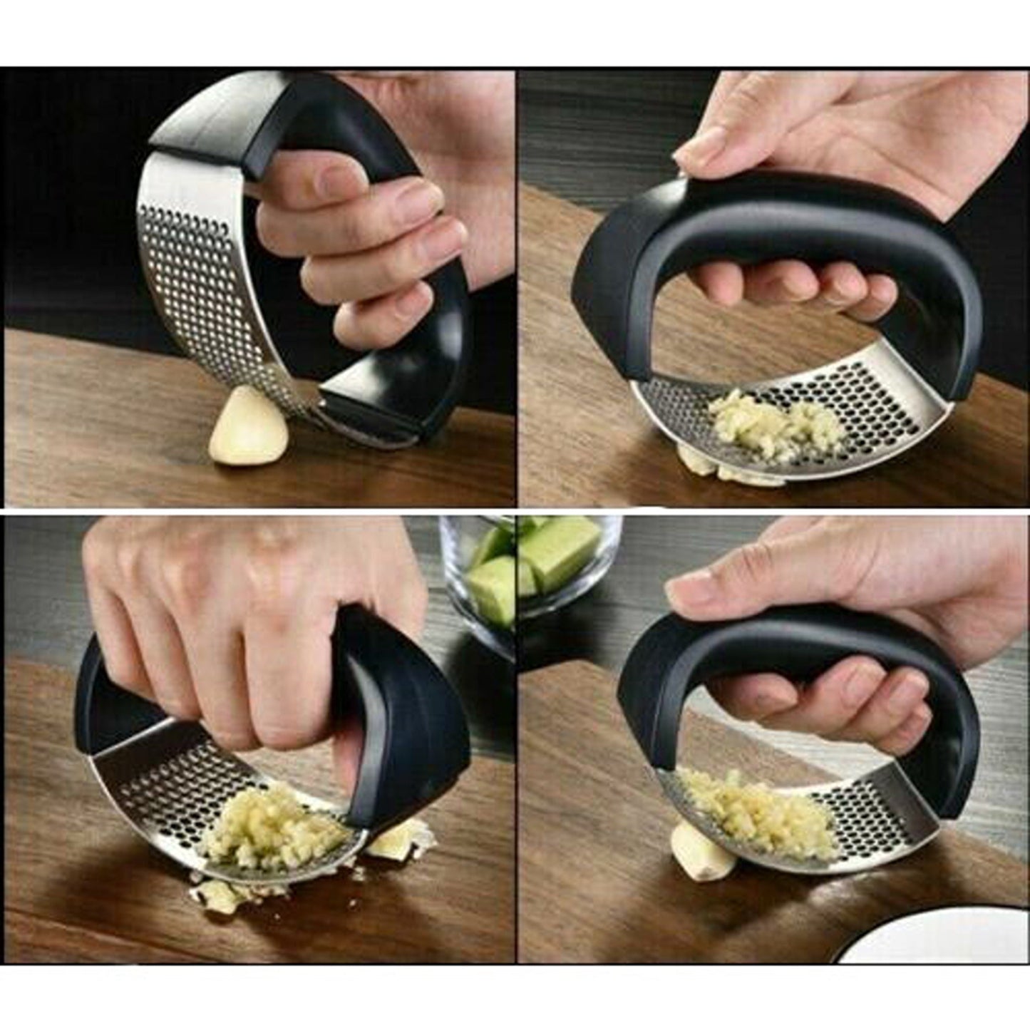 Manual Rocking Garlic Press Stainless Steel Kitchen Mincer