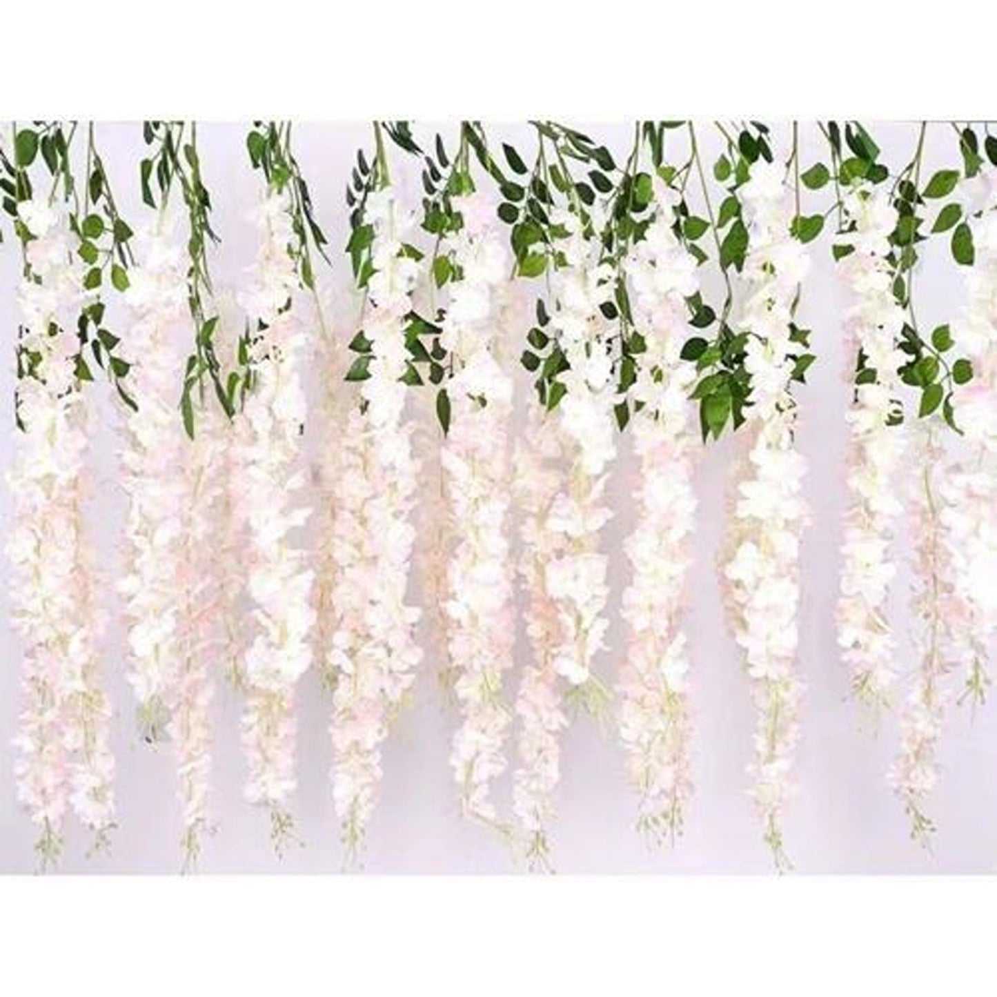 12pcs Hanging Silk Wisteria Vine Garland Artificial Leaf Decoration for Weddings