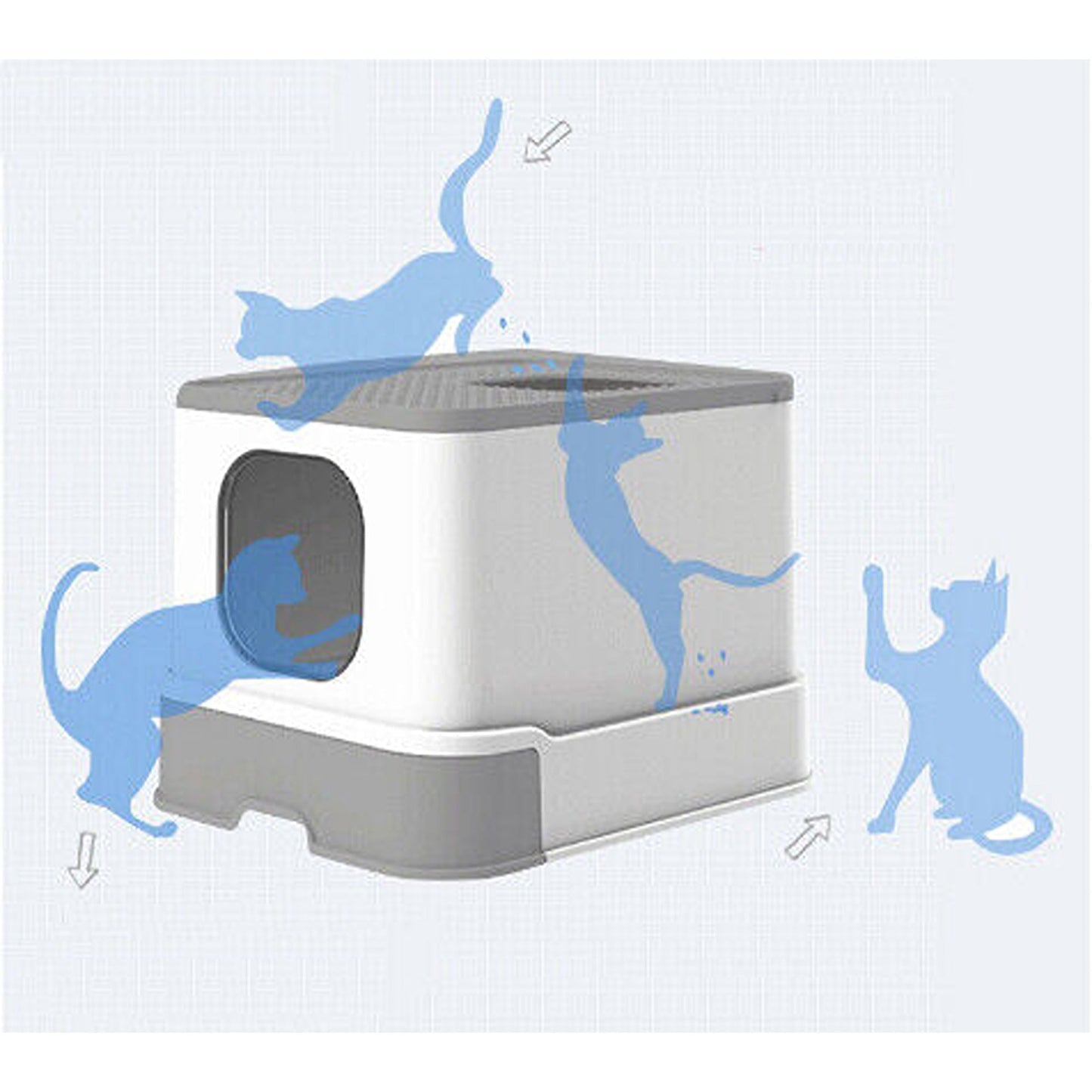 Fully Enclosed Hooded Cat Litter Box Large Sturdy Kitty Toilet Tray Set