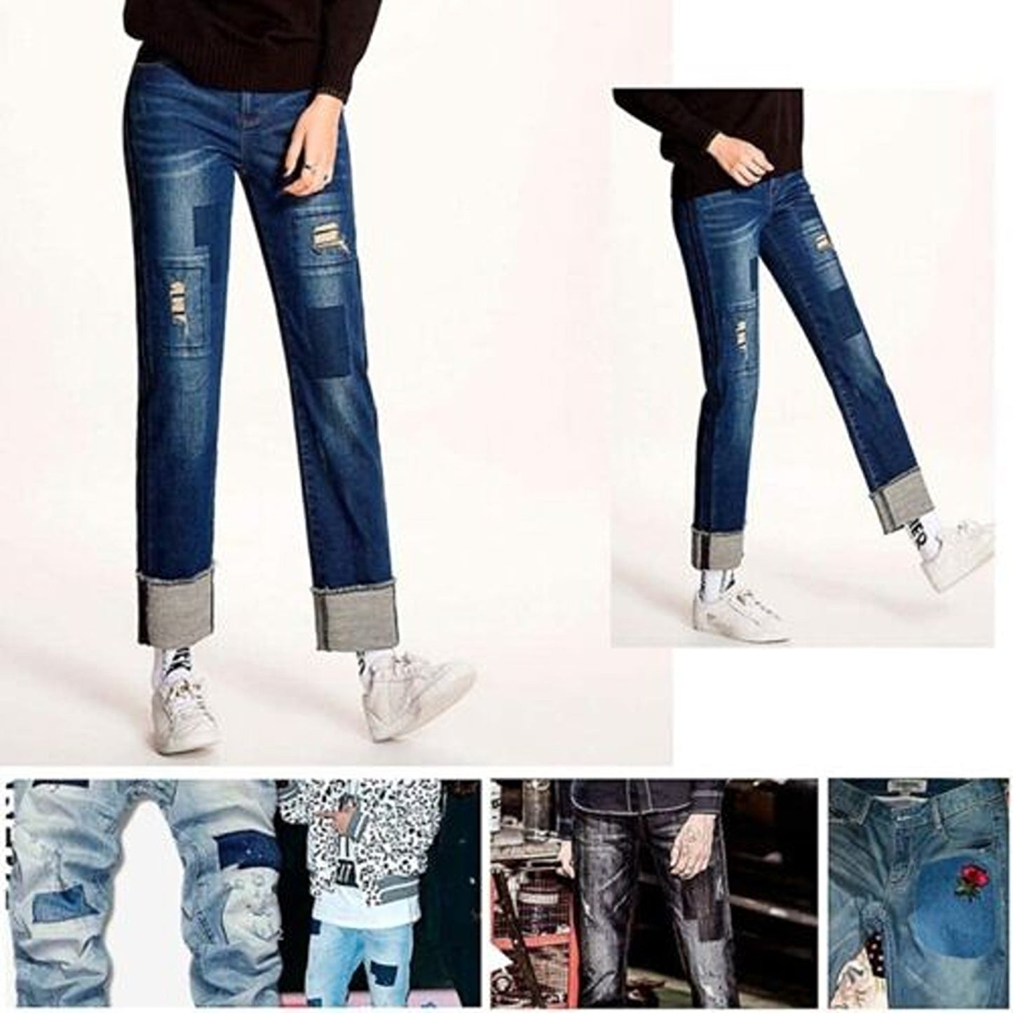 12pcs Iron-On Denim Fabric Patches for Jeans Repair Kit