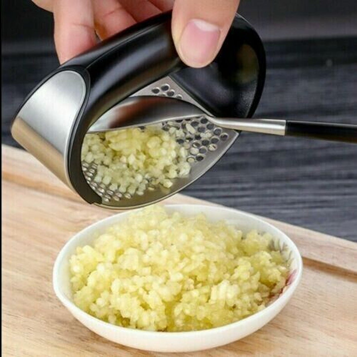 Manual Rocking Garlic Press Stainless Steel Kitchen Mincer