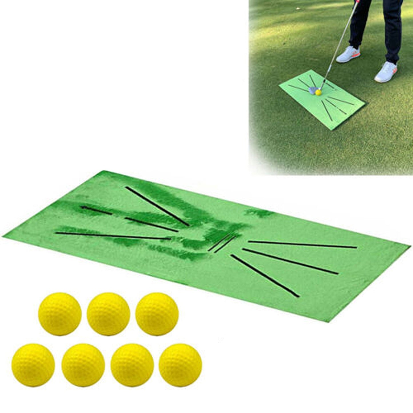 Anti-Slip Indoor Golf Practice Swing Mat Hitting Training Aid 1 Set
