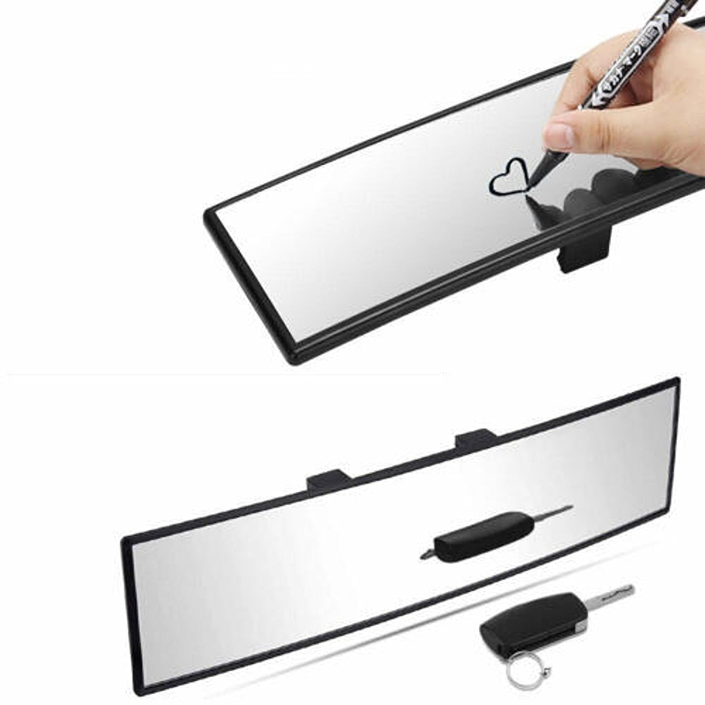 Wide Angle Rearview Car Interior Mirror 30cm Panoramic White