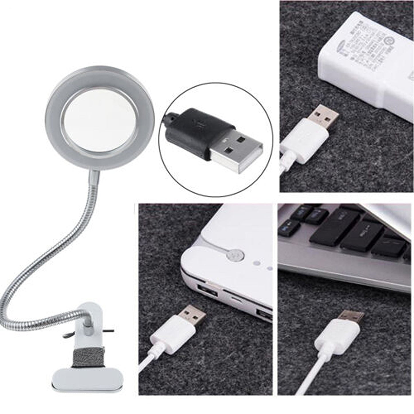 Desk Magnifying Lamp with LED Light and Clamp for Crafting Magnification