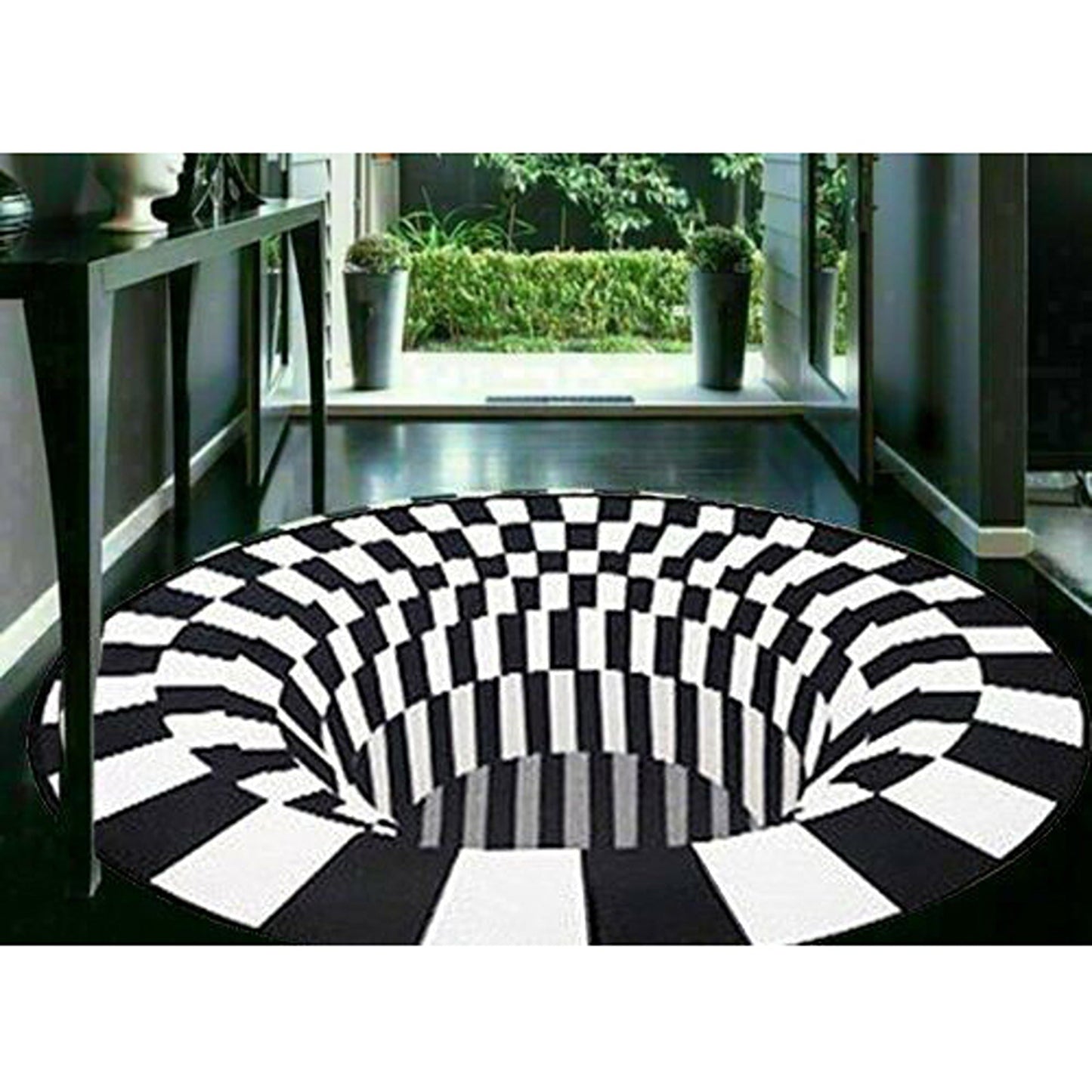 Vortex Illusion Rug 3D Printed Circular Floor Mat for Living Room