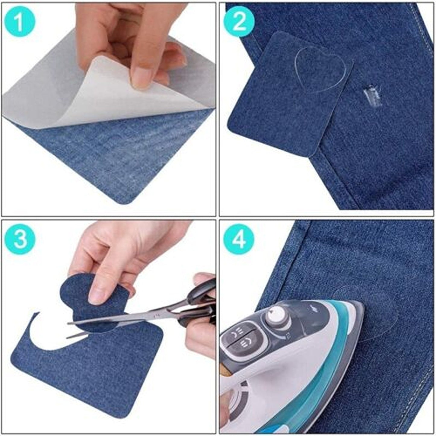 12pcs Iron-On Denim Fabric Patches for Jeans Repair Kit