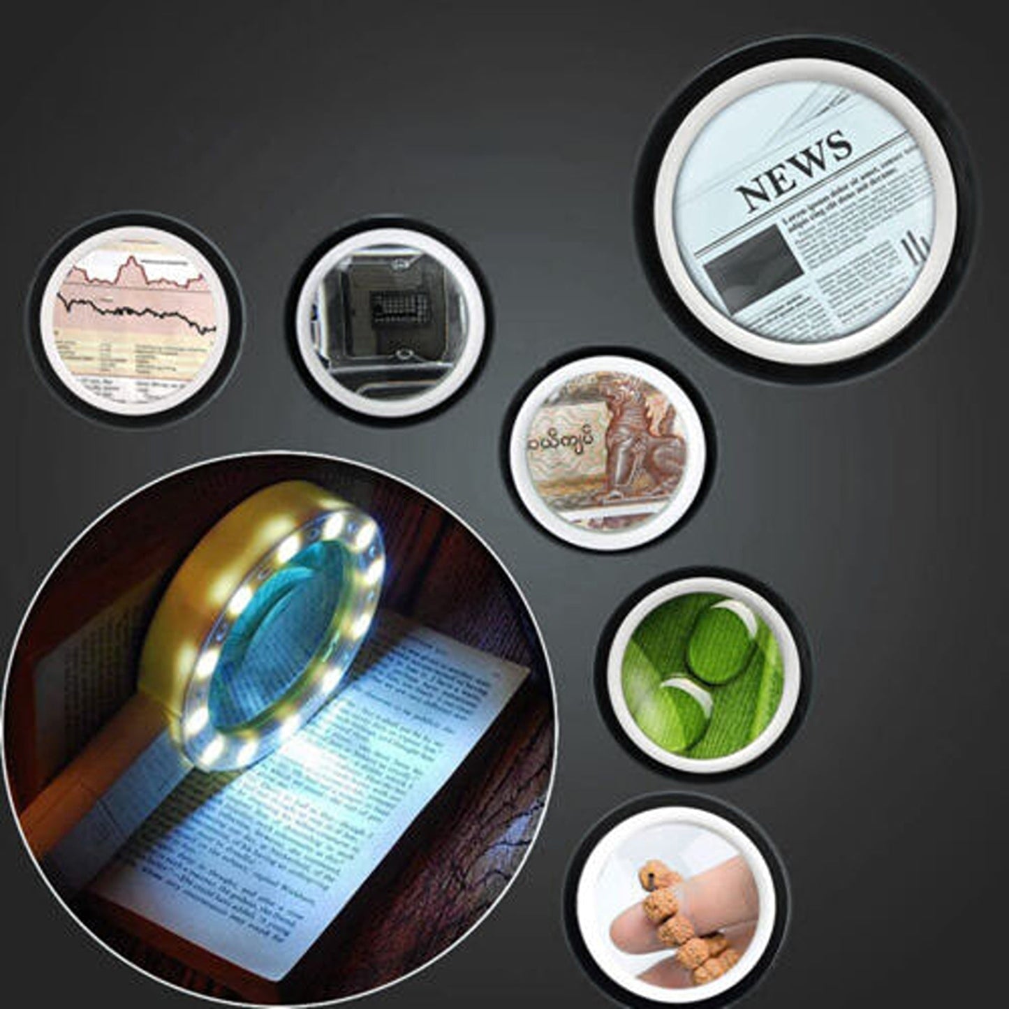 High Power LED Handheld Magnifying Glass with Light