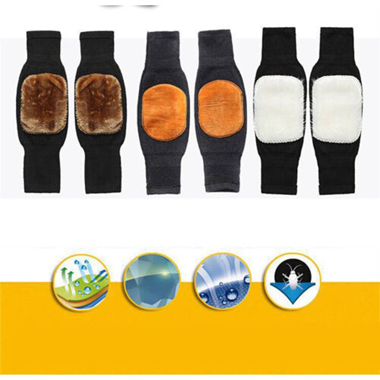 Thermal Knee Brace Leg Warmers with Wool Sleeves for Winter